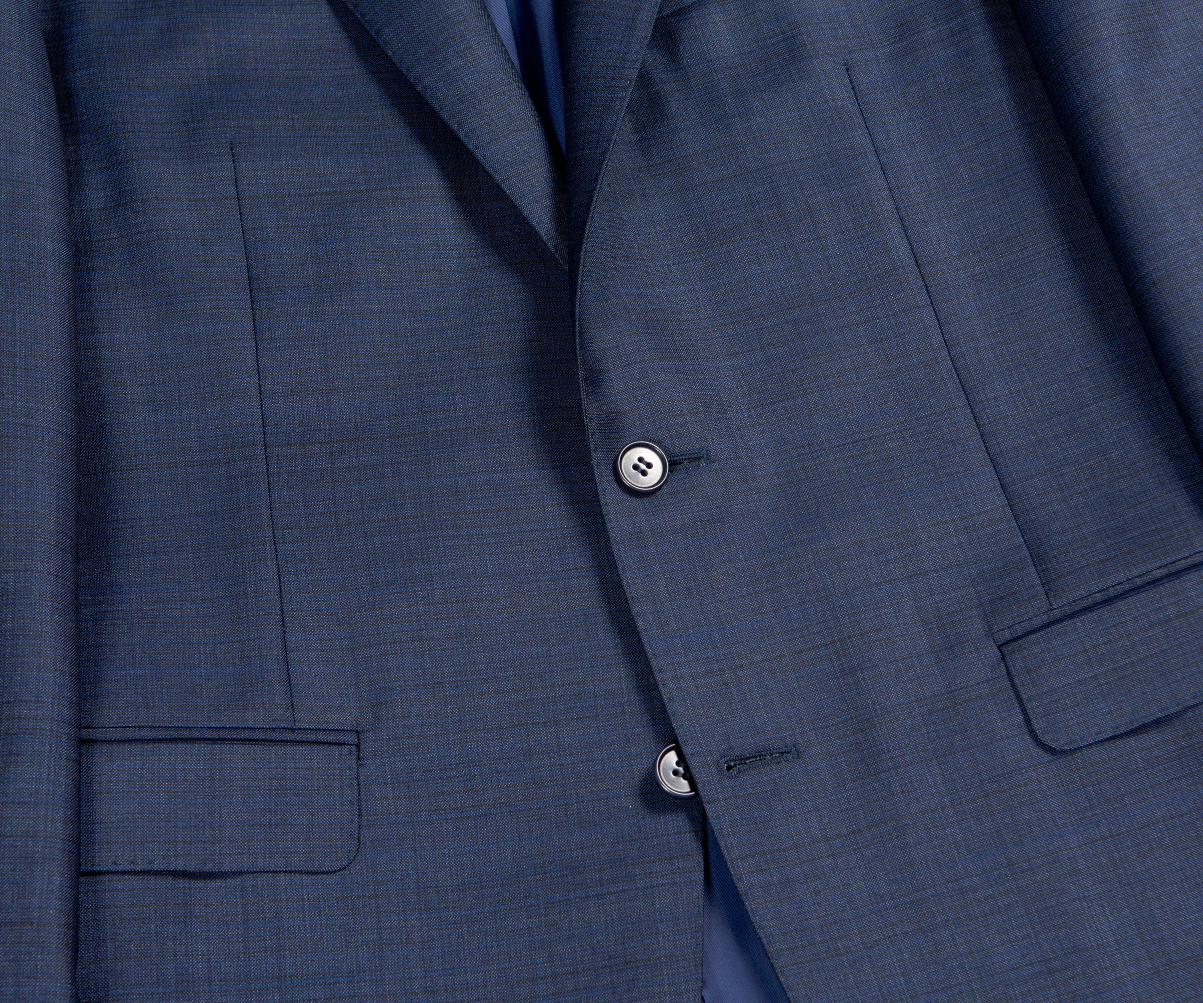 Canali Classic Light Check Wool Suit Blue - Image 2