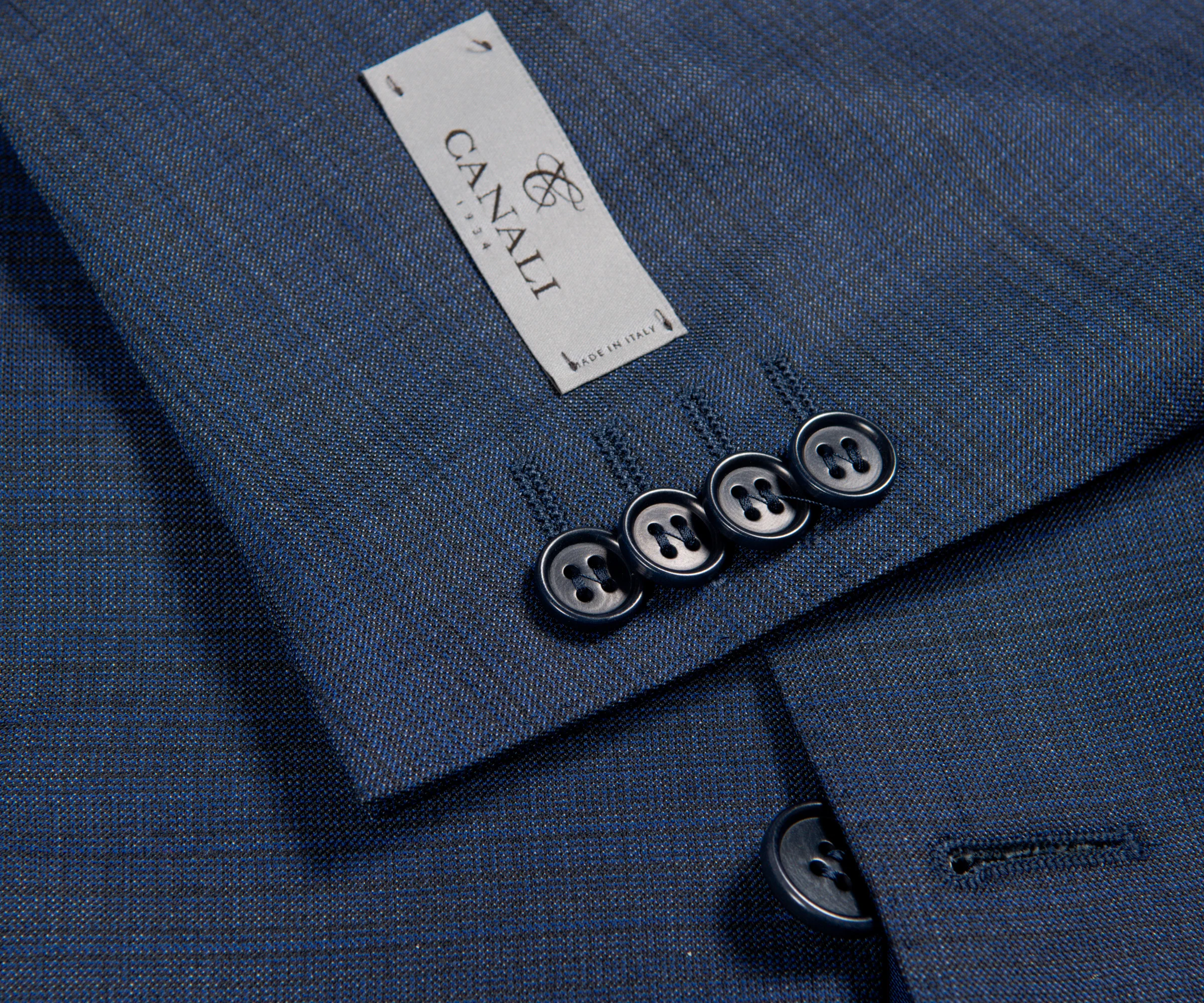 Canali Classic Light Check Wool Suit Blue - Image 3