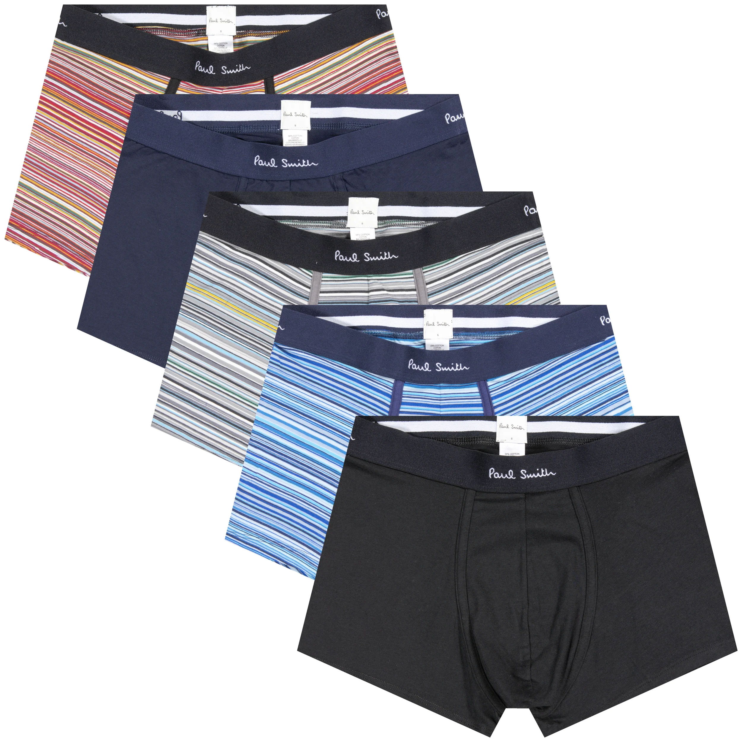 Paul Smith 5 Pack Stripe Boxer Pack Navy/Multi - Image 2