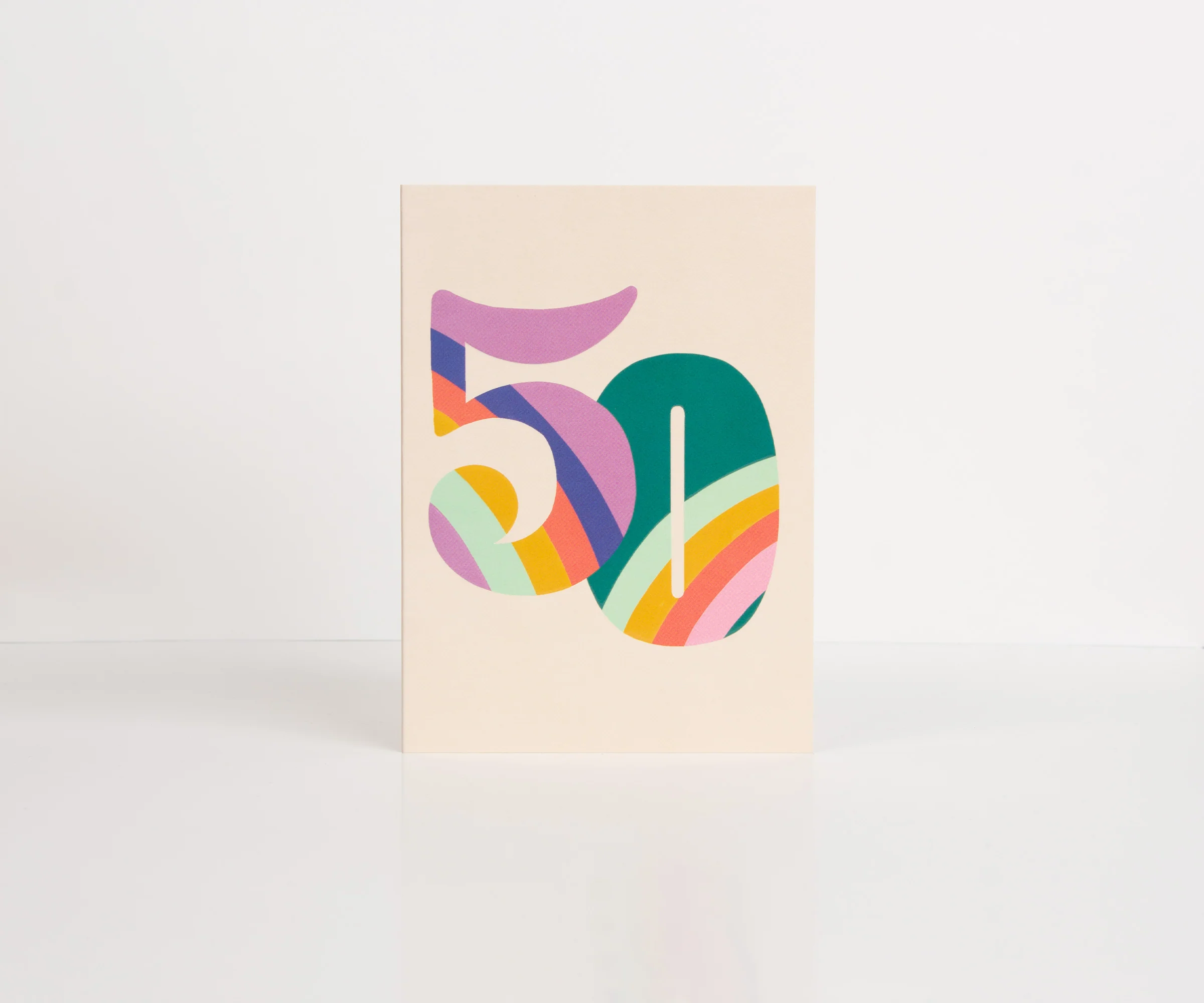 Raspberry Blossom '50' Rainbow Colourful Birthday Card - Image 2