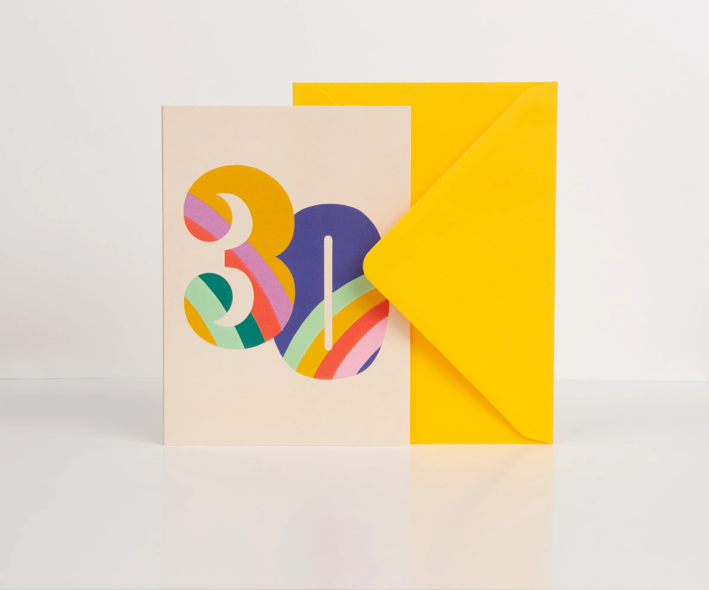 Raspberry Blossom '30' Rainbow Colourful Birthday Card - Image 3