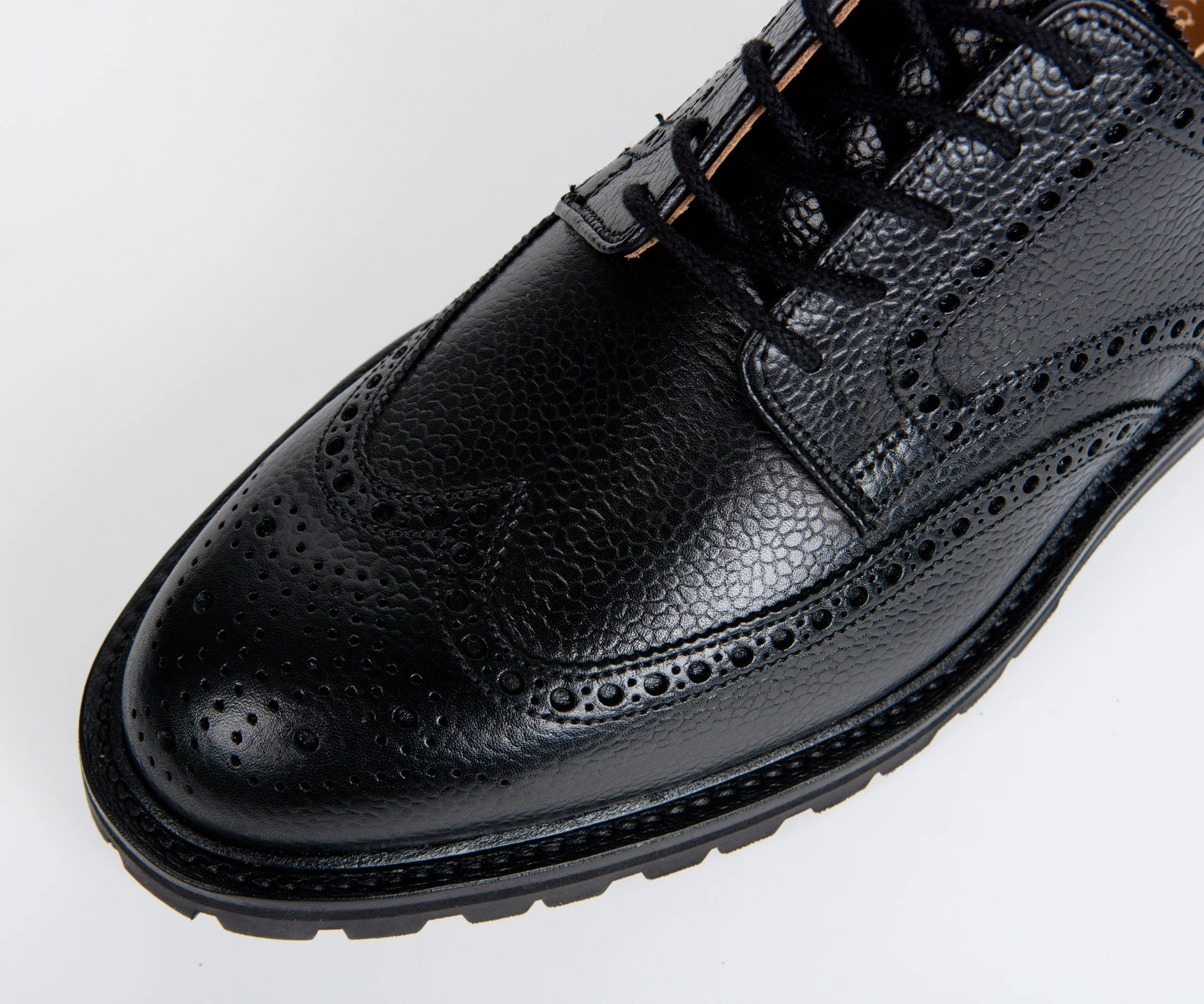 Crockett & Jones 'Pembroke' Leather Brogue Vibram Cleated Sole Black - Image 7