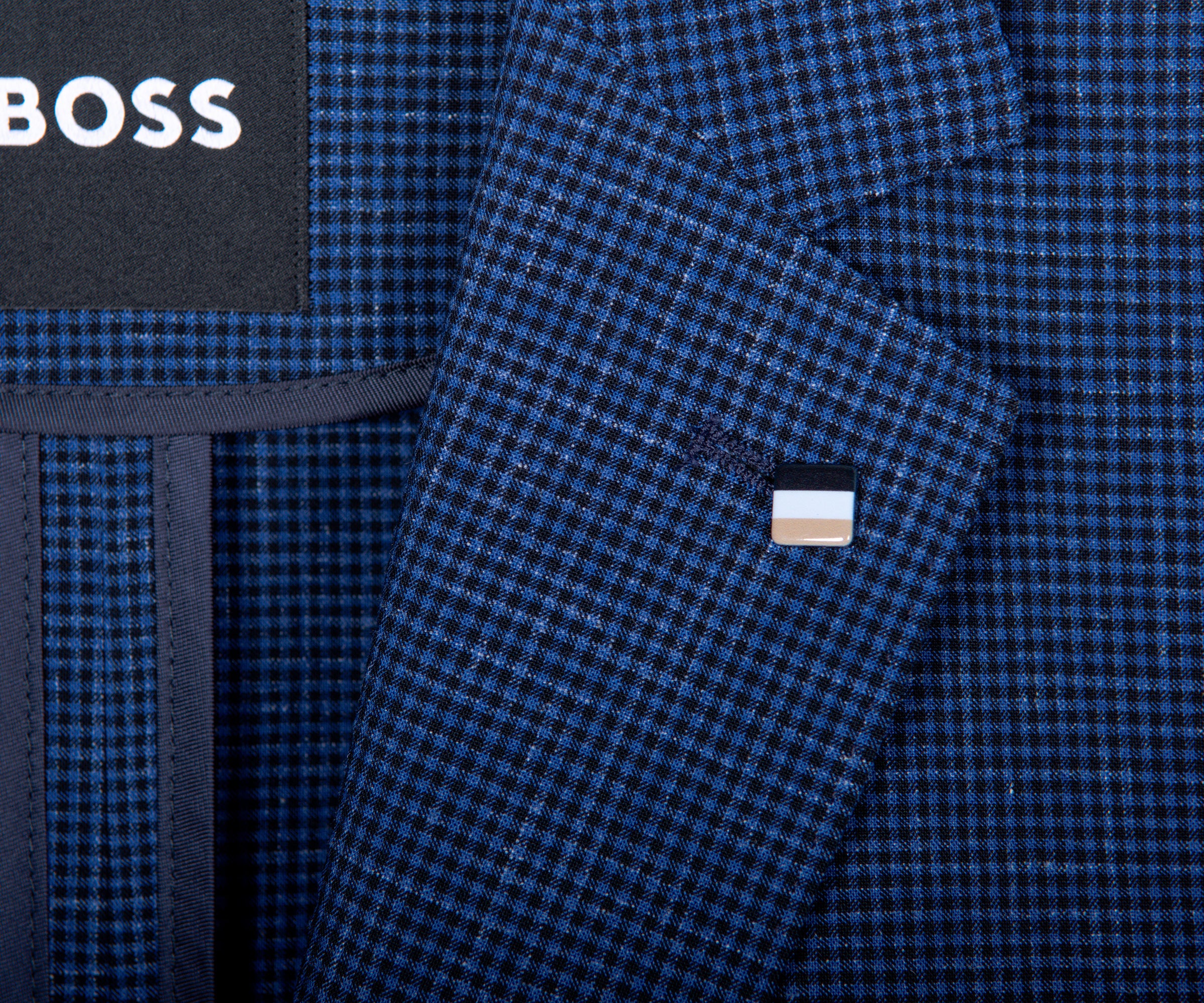 HUGO BOSS  C-Hanry Italian Fabric Slim Fit Check Suit Navy - Image 2