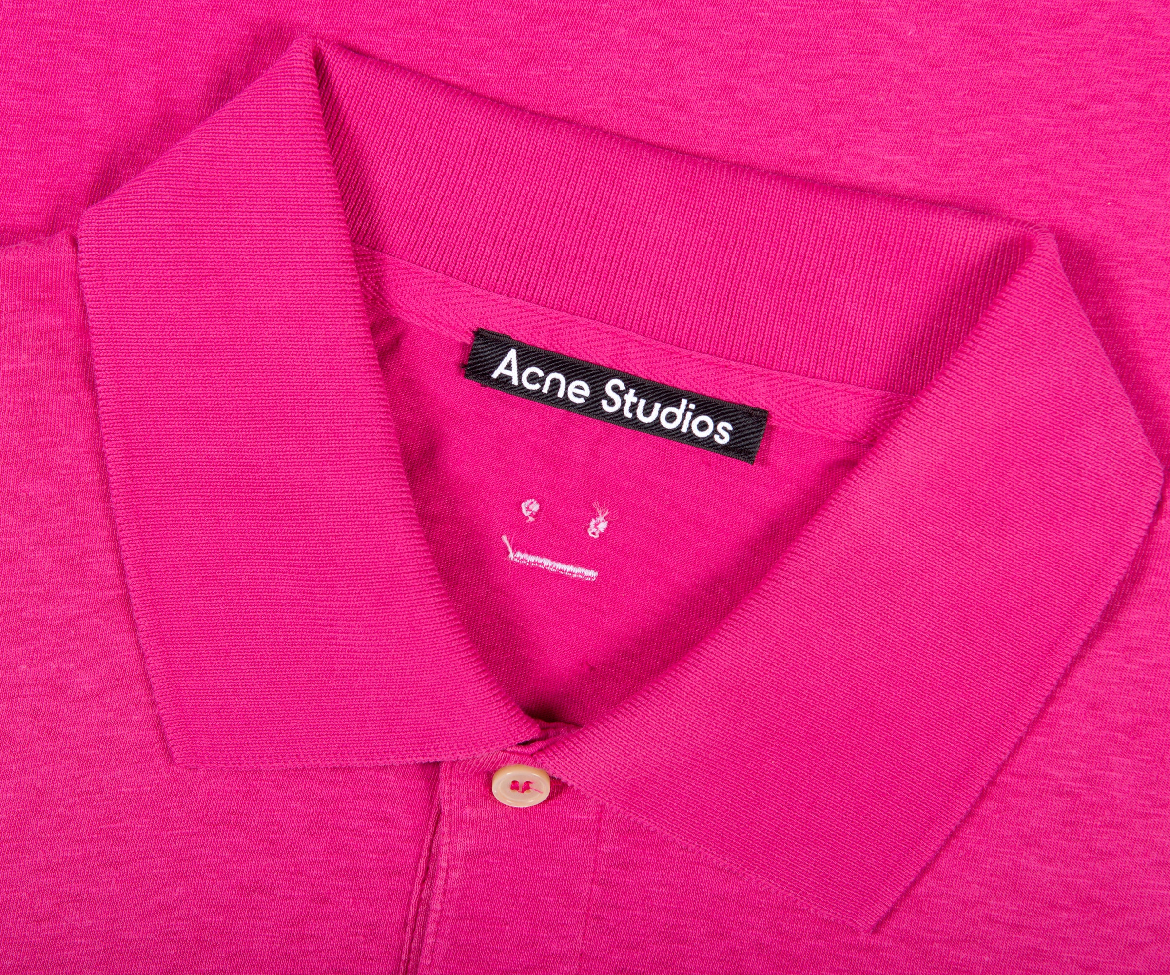 Acne Studios 'Face Logo' Polo Fuchsia Pink - Image 2