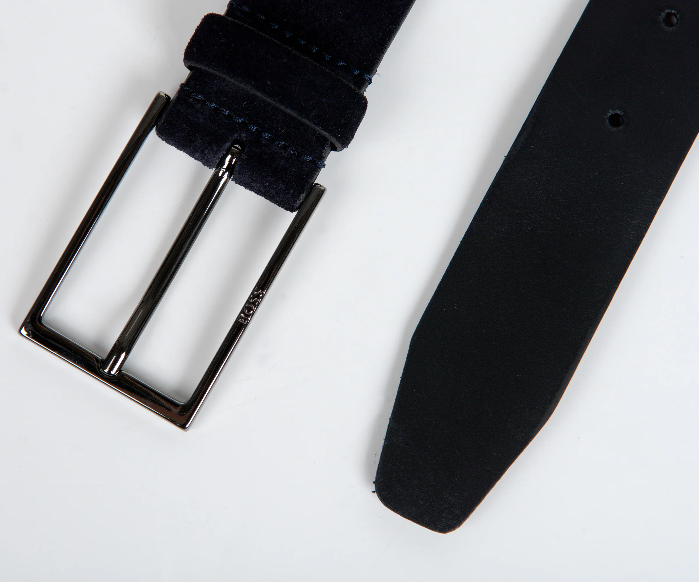 HUGO BOSS Calindo Suede Belt Dark Blue - Image 2