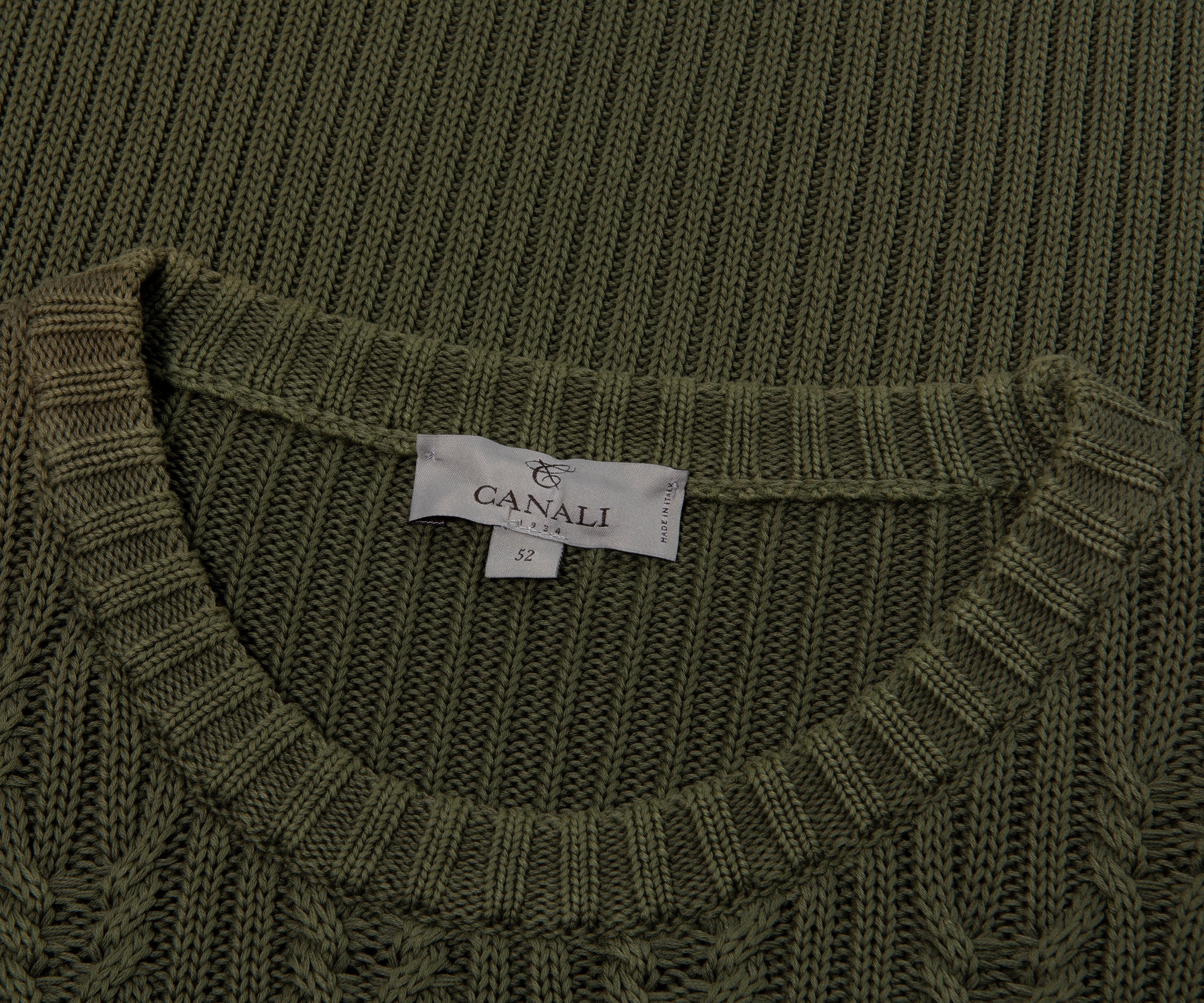 Canali Cotton Cable Knit Green - Image 2