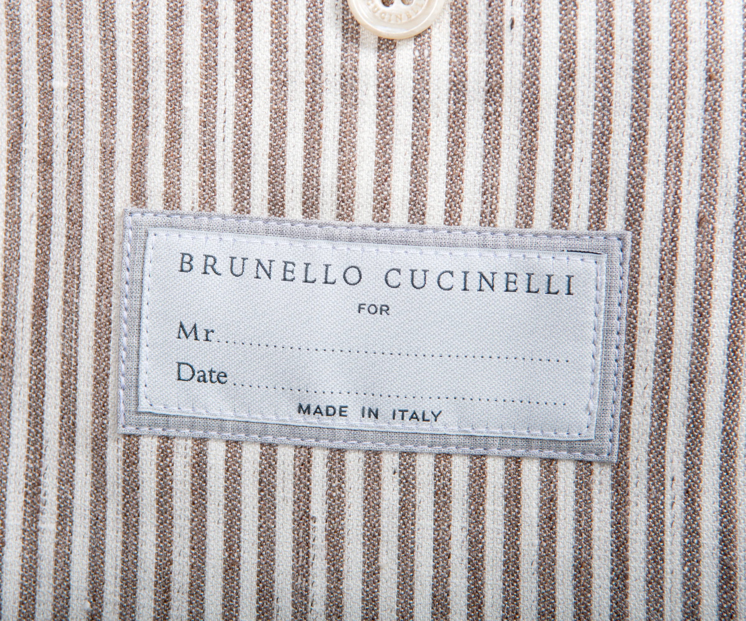 BRUNELLO CUCINELLI 'Bengal Stripe' Linen SB Blazer Beige/White - Image 6