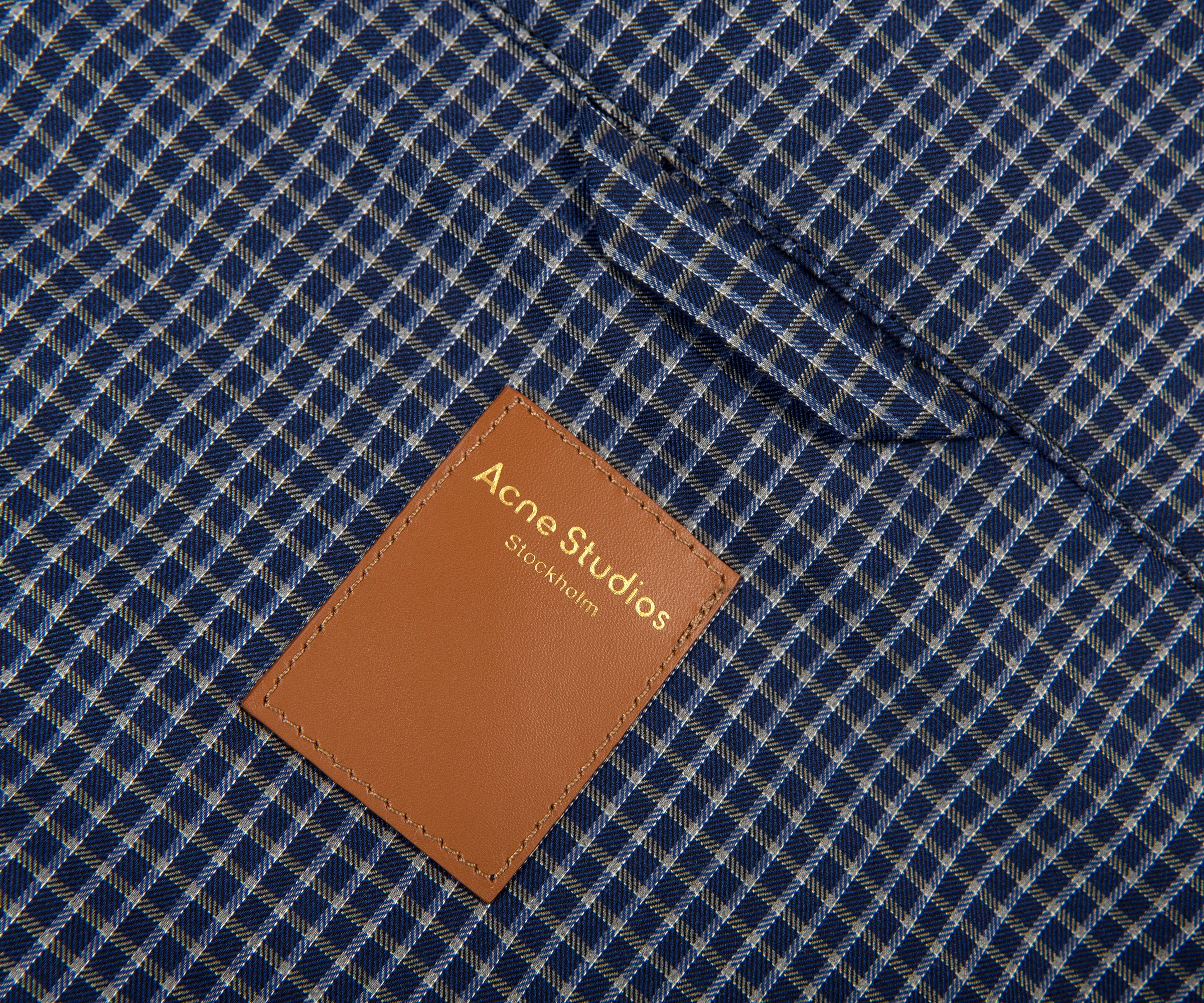 Acne Studios Check Reversible Fleece Jacket Dark Blue - Image 3