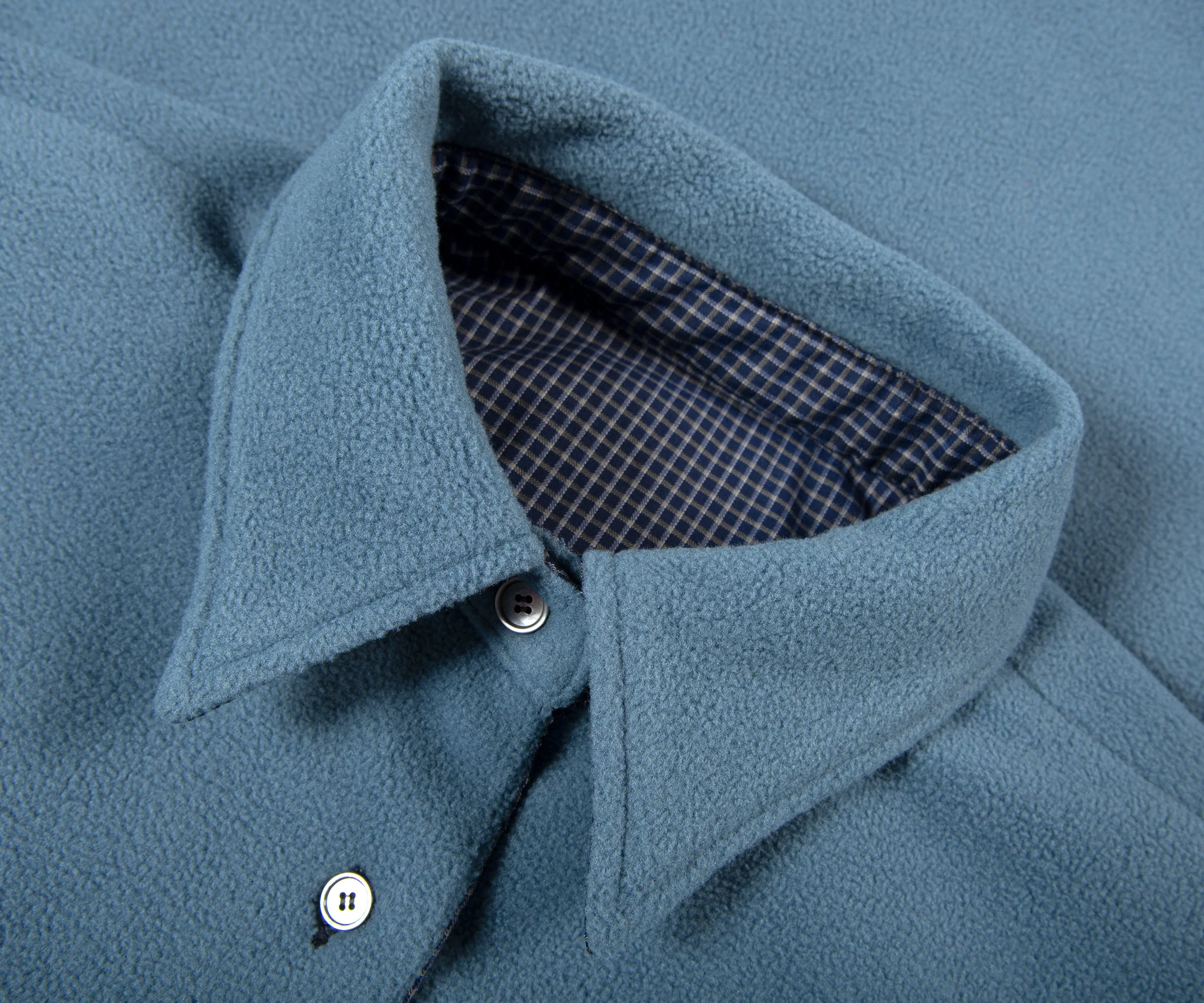 Acne Studios Check Reversible Fleece Jacket Dark Blue - Image 4