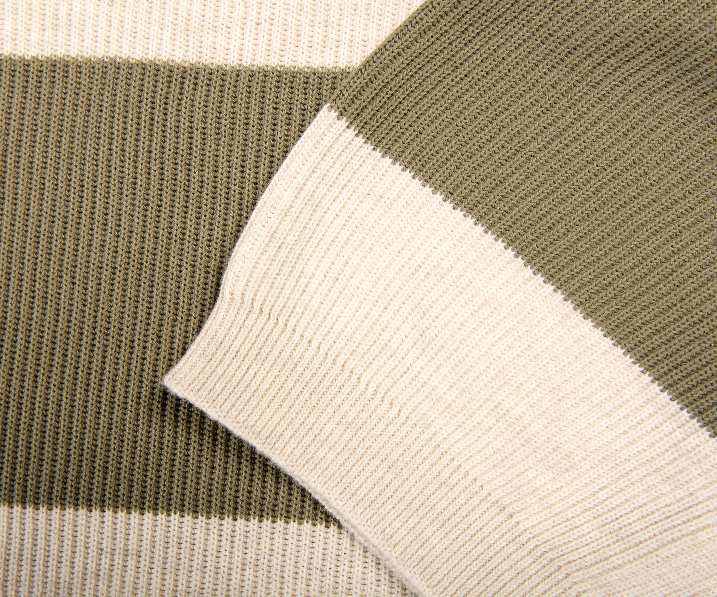 BRUNELLO CUCINELLI Cotton Bar Stripe Knit White/Sage - Image 3