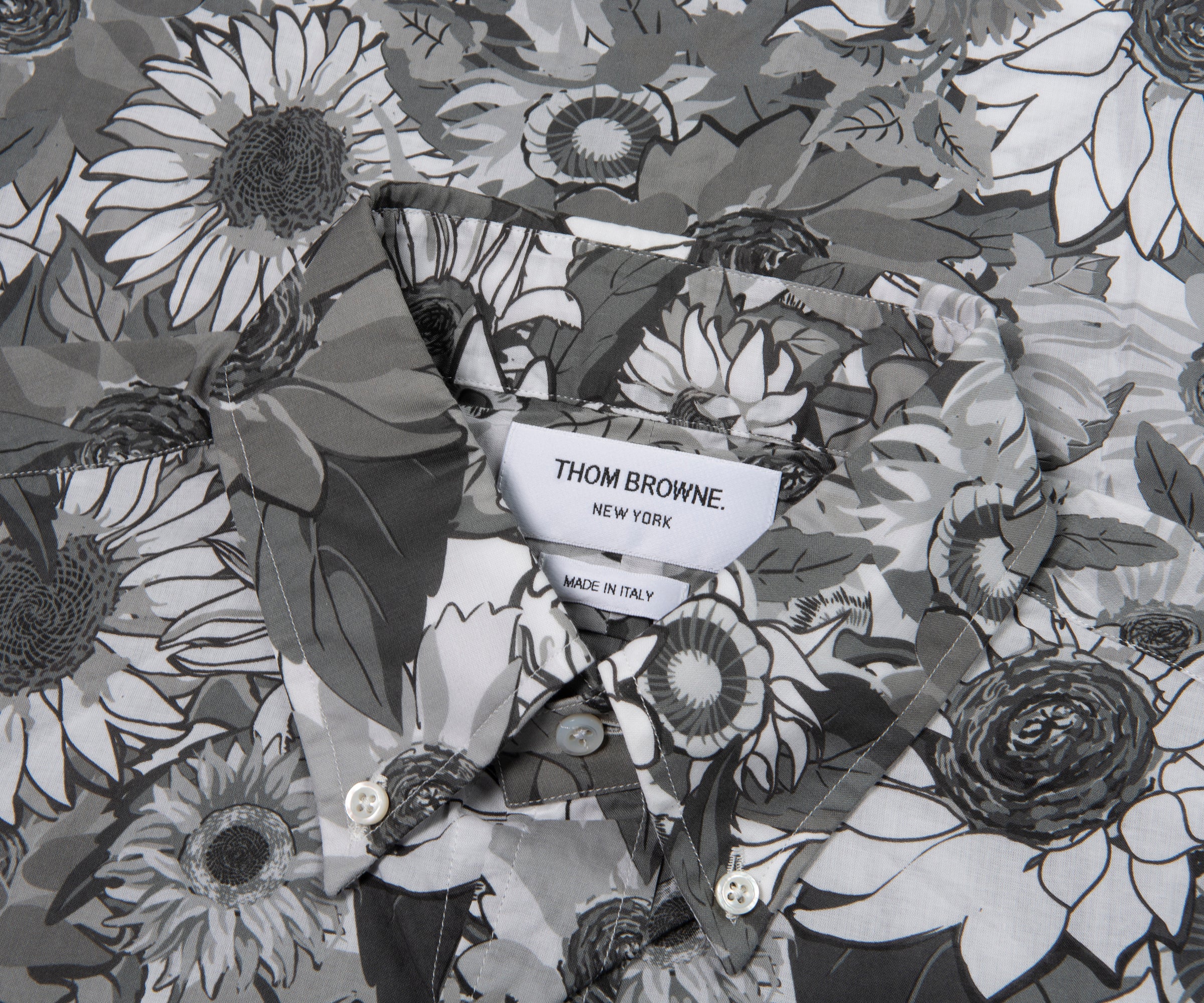 Thom Browne Floral Voile SS Shirt Grey/White - Image 2