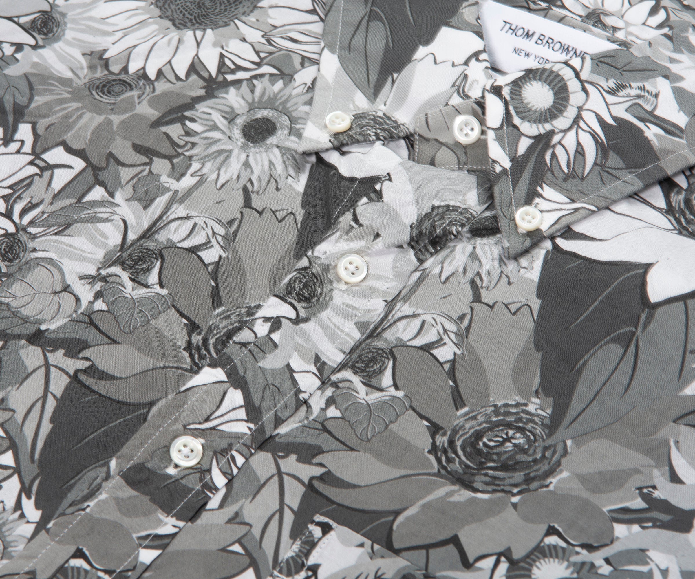 Thom Browne Floral Voile SS Shirt Grey/White - Image 3