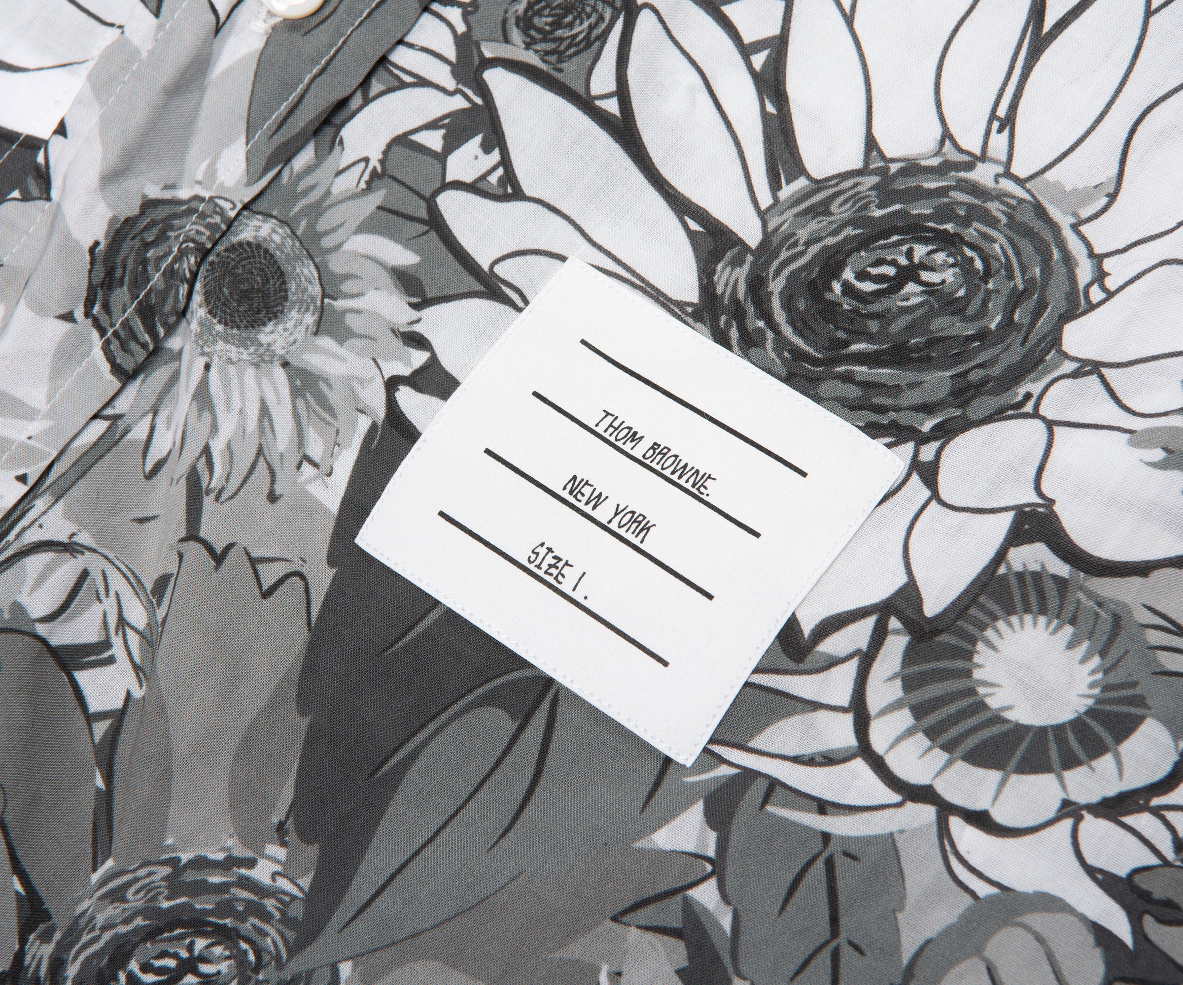 Thom Browne Floral Voile SS Shirt Grey/White - Image 4