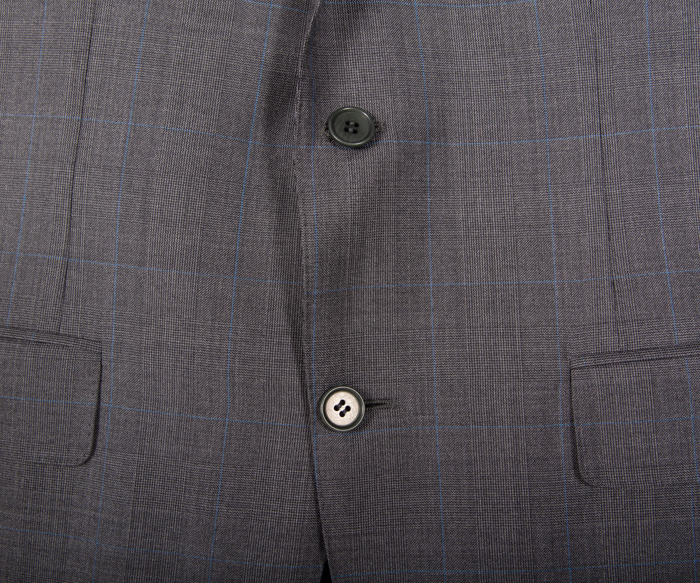 Canali Kei Check Wool Suit Charcoal - Image 4