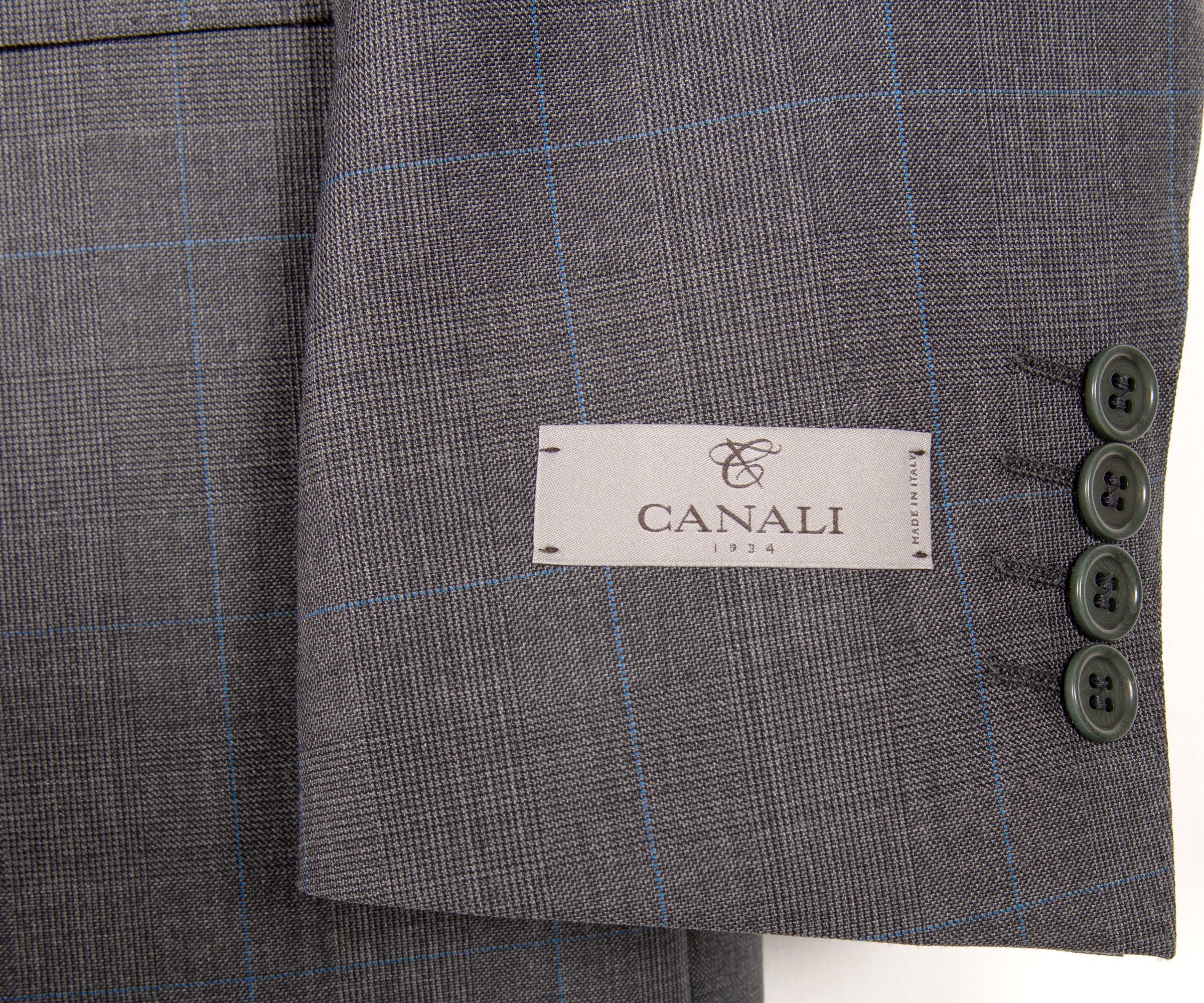 Canali Kei Check Wool Suit Charcoal - Image 5