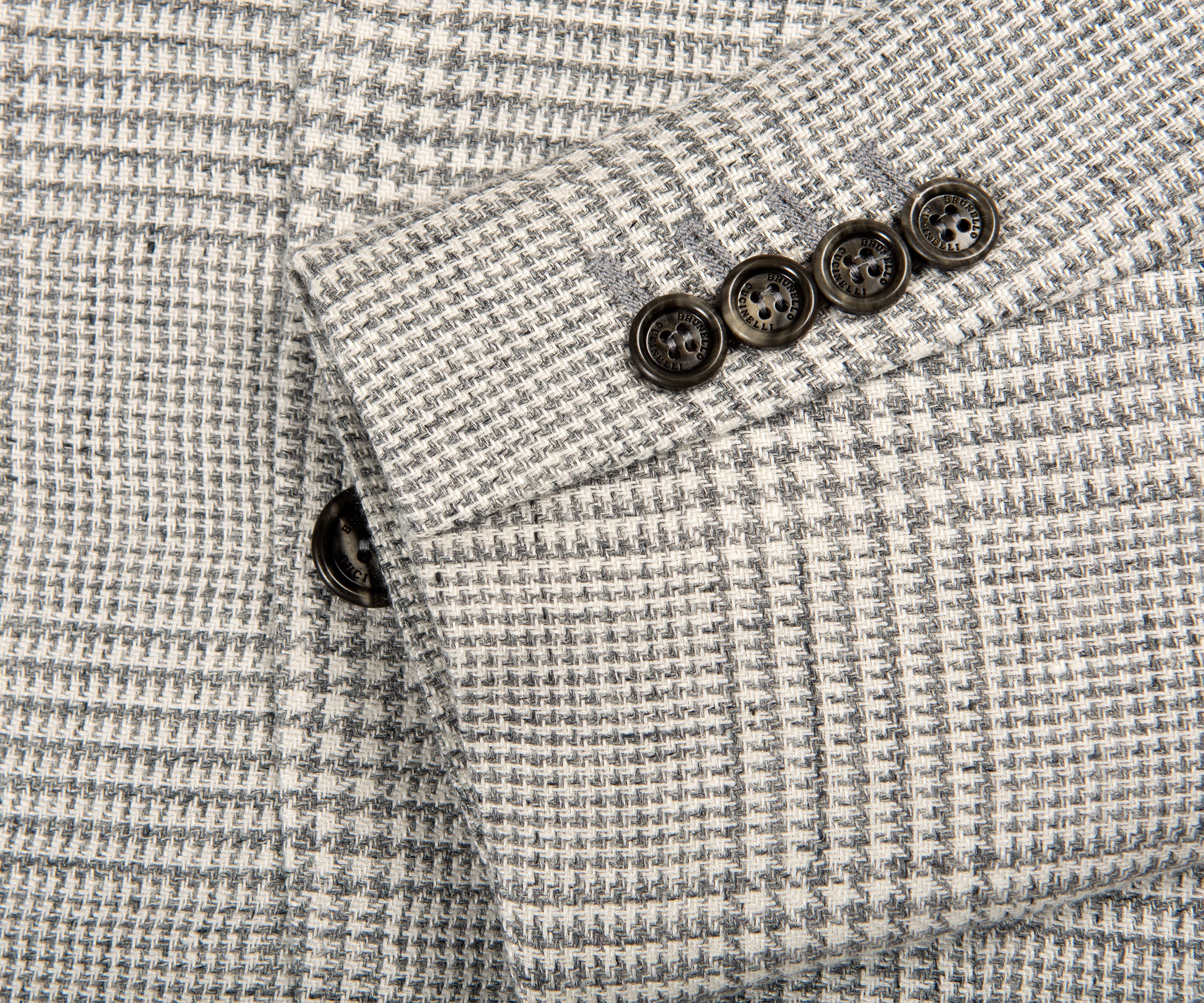 BRUNELLO CUCINELLI Prince Of Wales Deconstructed Patch Pocket Blazer Grey - Image 3