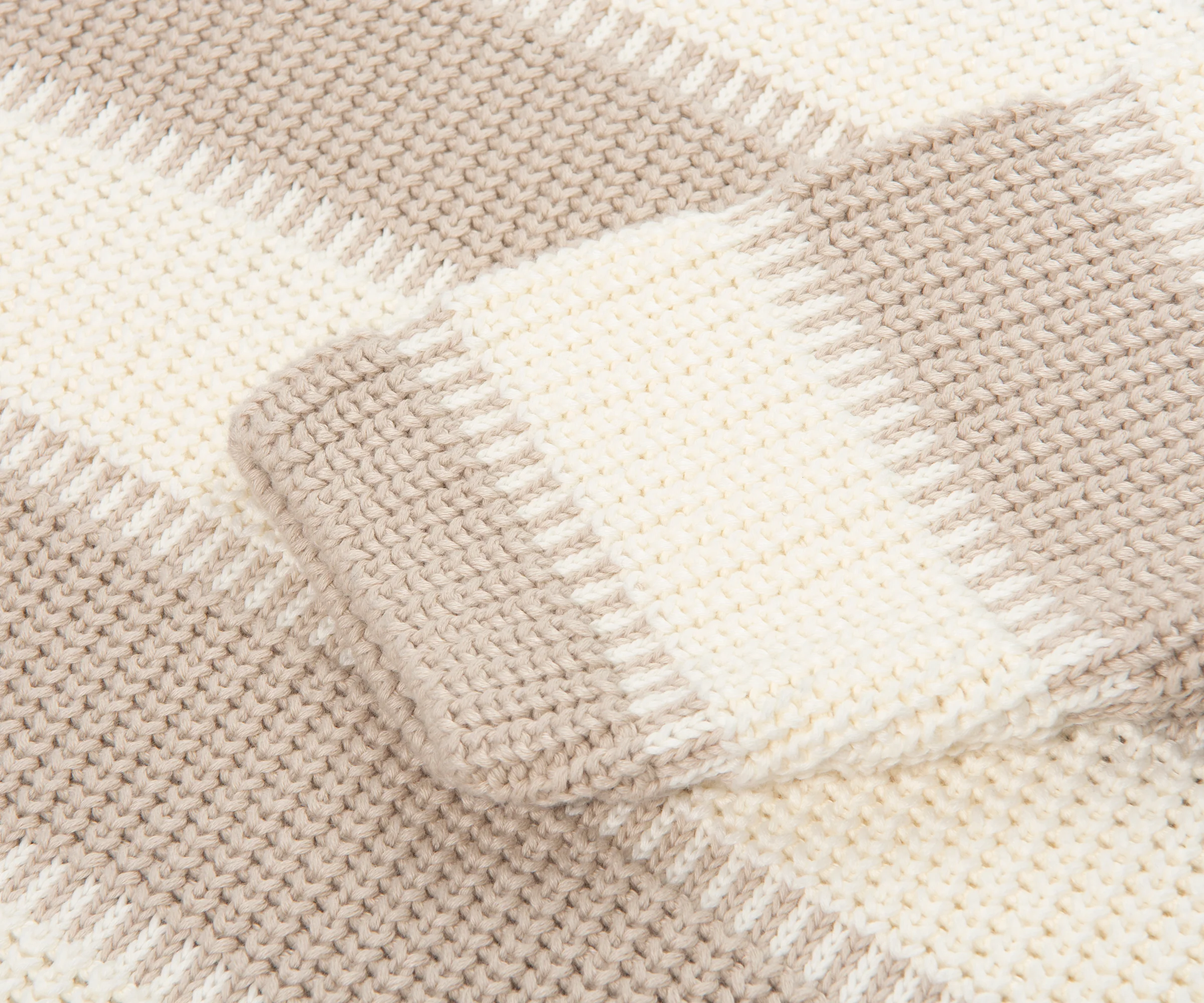 Canali Bar Striped Texture Crewneck Knit Beige/White - Image 3