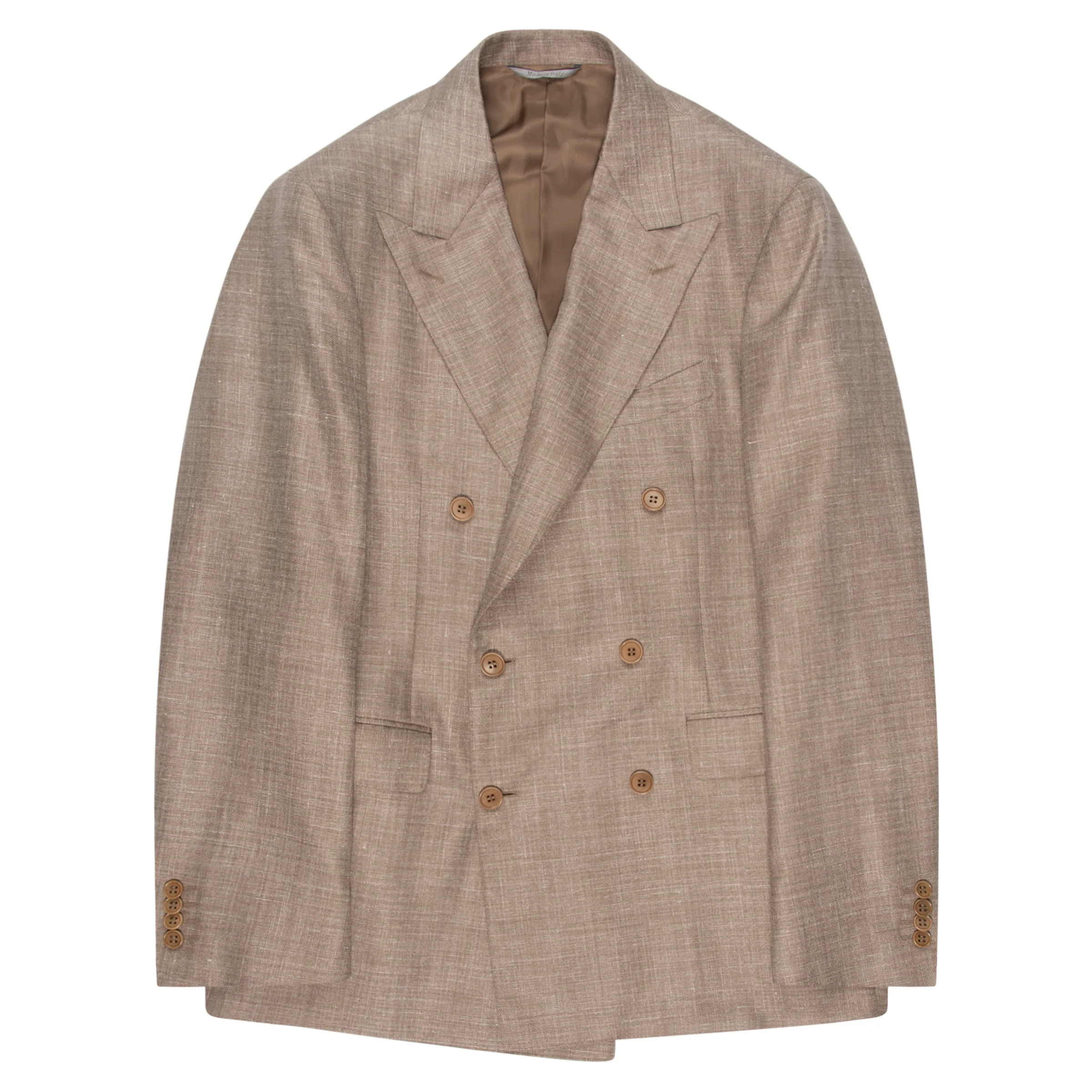Canali DB Herringbone Linen Weave Jacket Beige