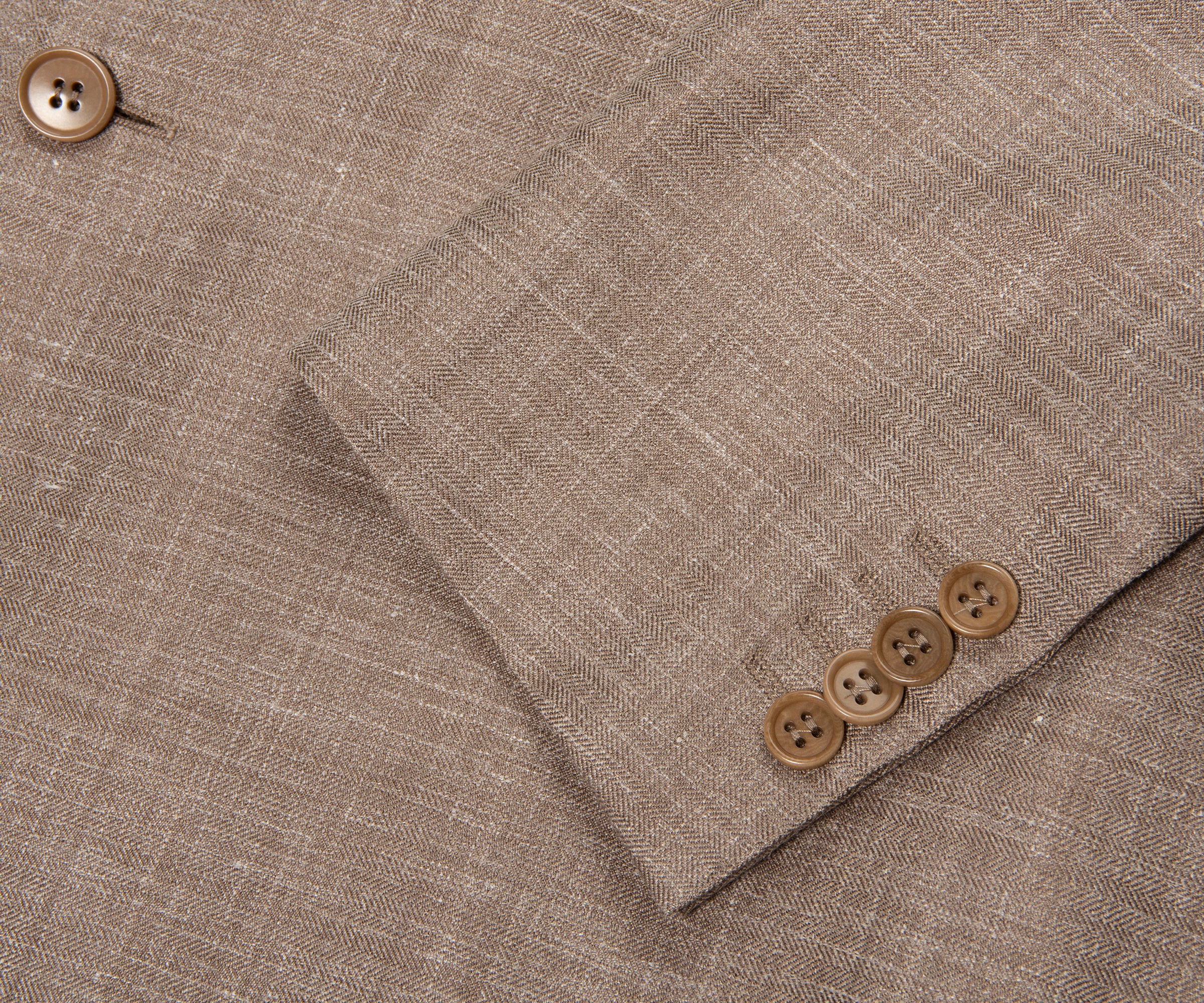 Canali DB Herringbone Linen Weave Jacket Beige - Image 4