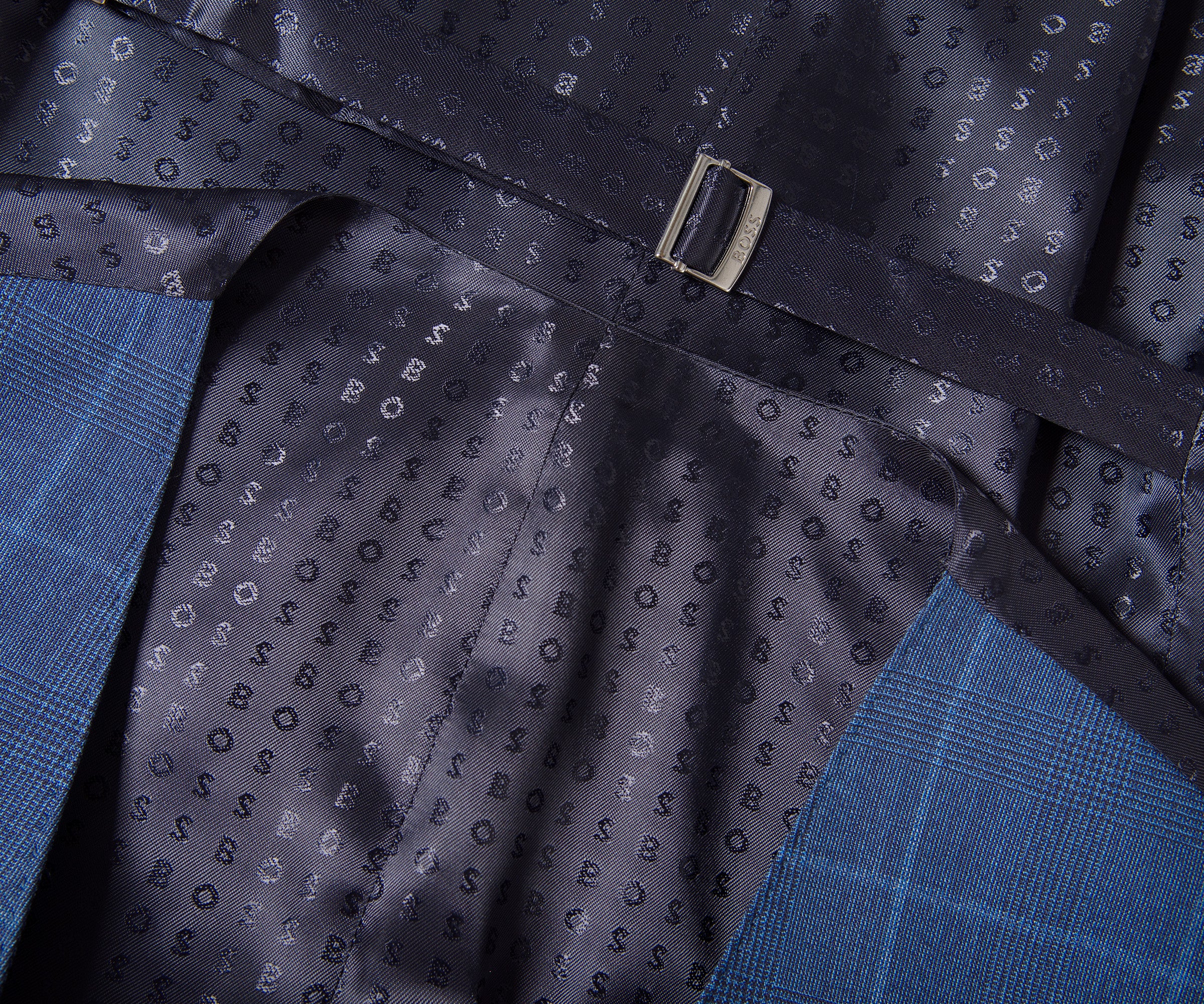 HUGO BOSS H-Reymond 3 Piece Extra Slim Fit Check Suit Blue - Image 4