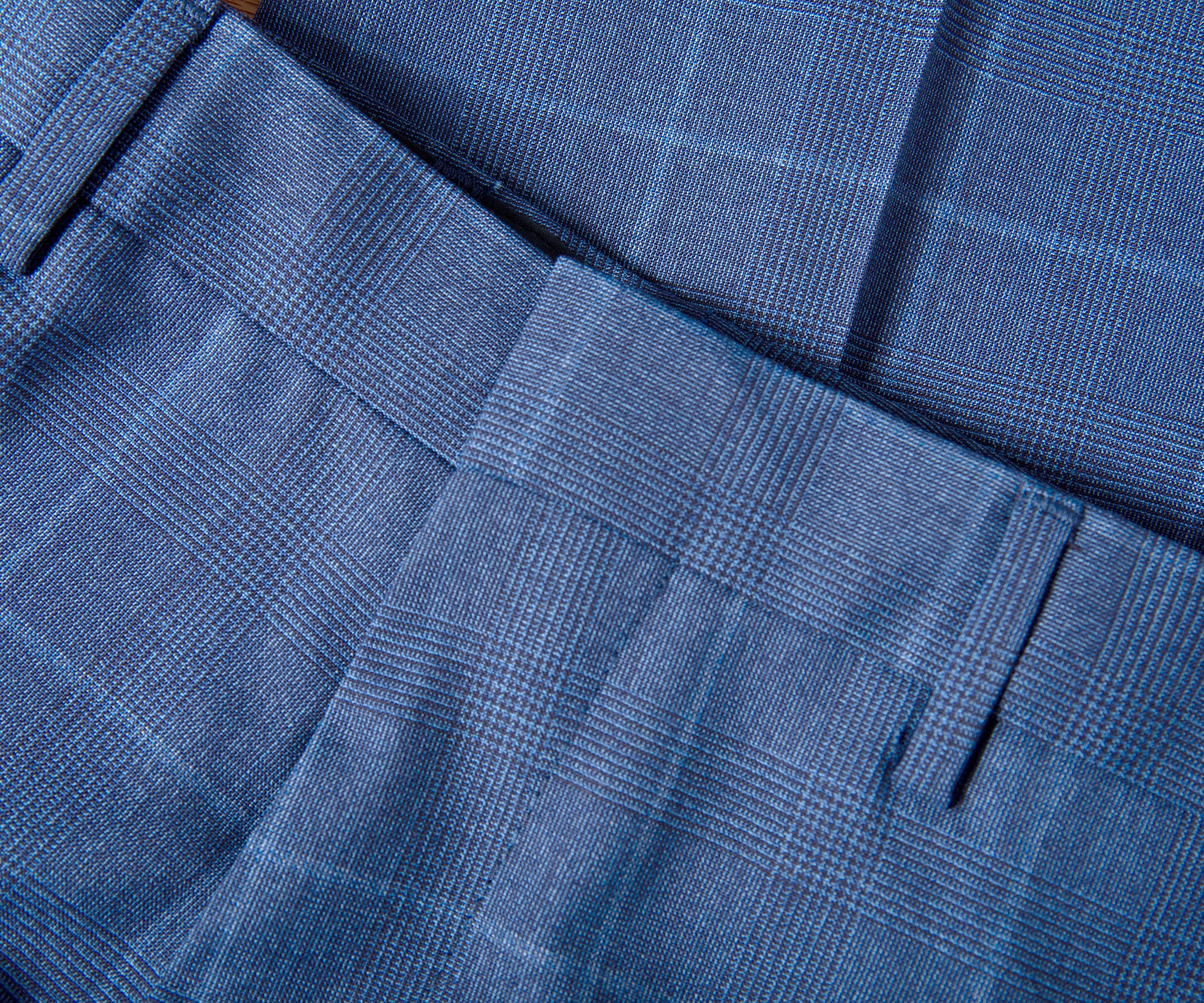 HUGO BOSS H-Reymond 3 Piece Extra Slim Fit Check Suit Blue - Image 6