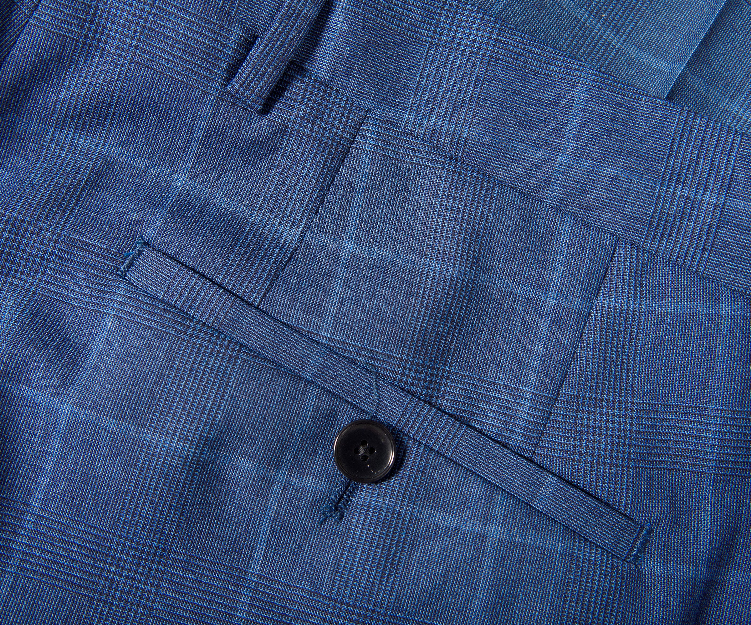 HUGO BOSS H-Reymond 3 Piece Extra Slim Fit Check Suit Blue - Image 7