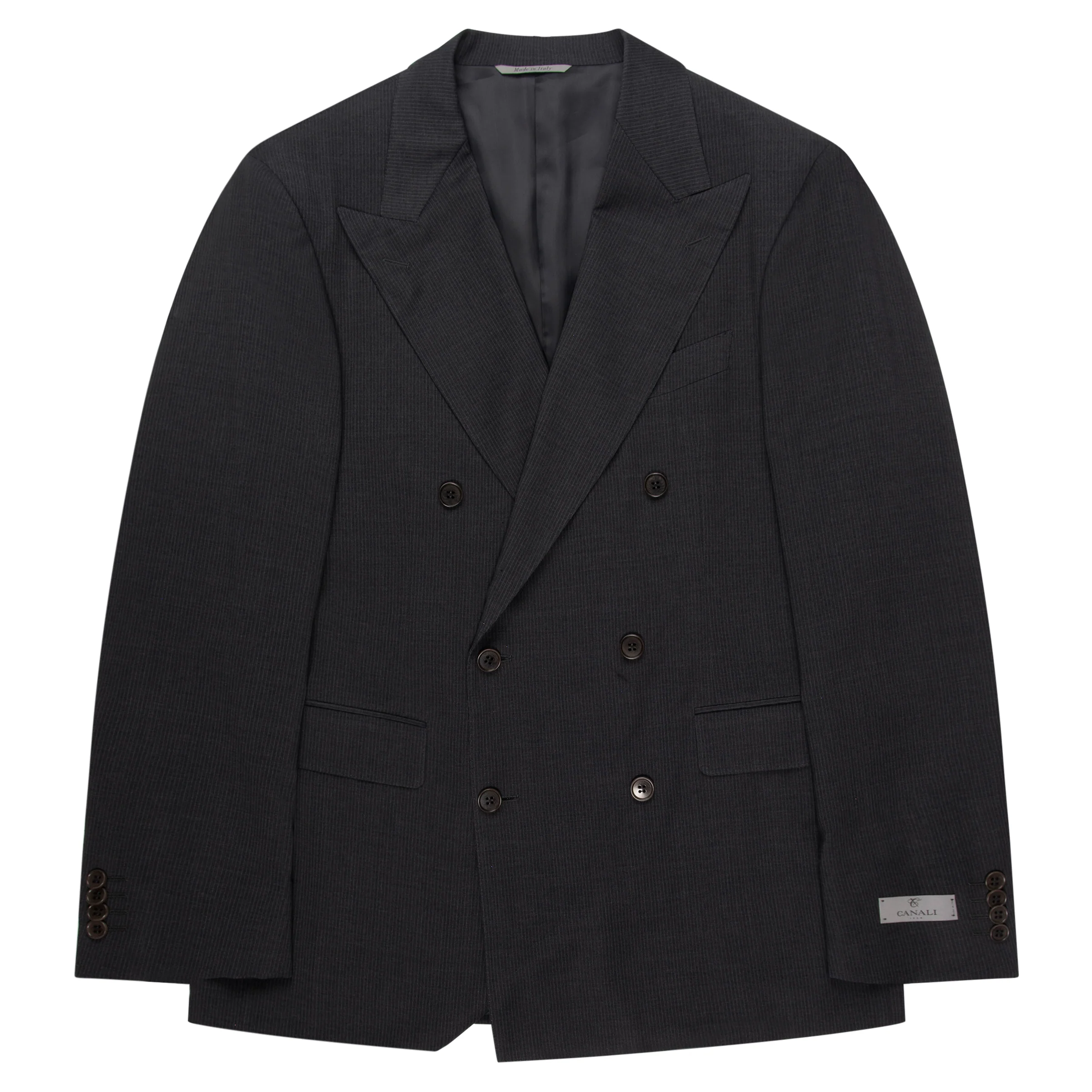 Canali Double Breasted Pinstriped Suit Charcoal