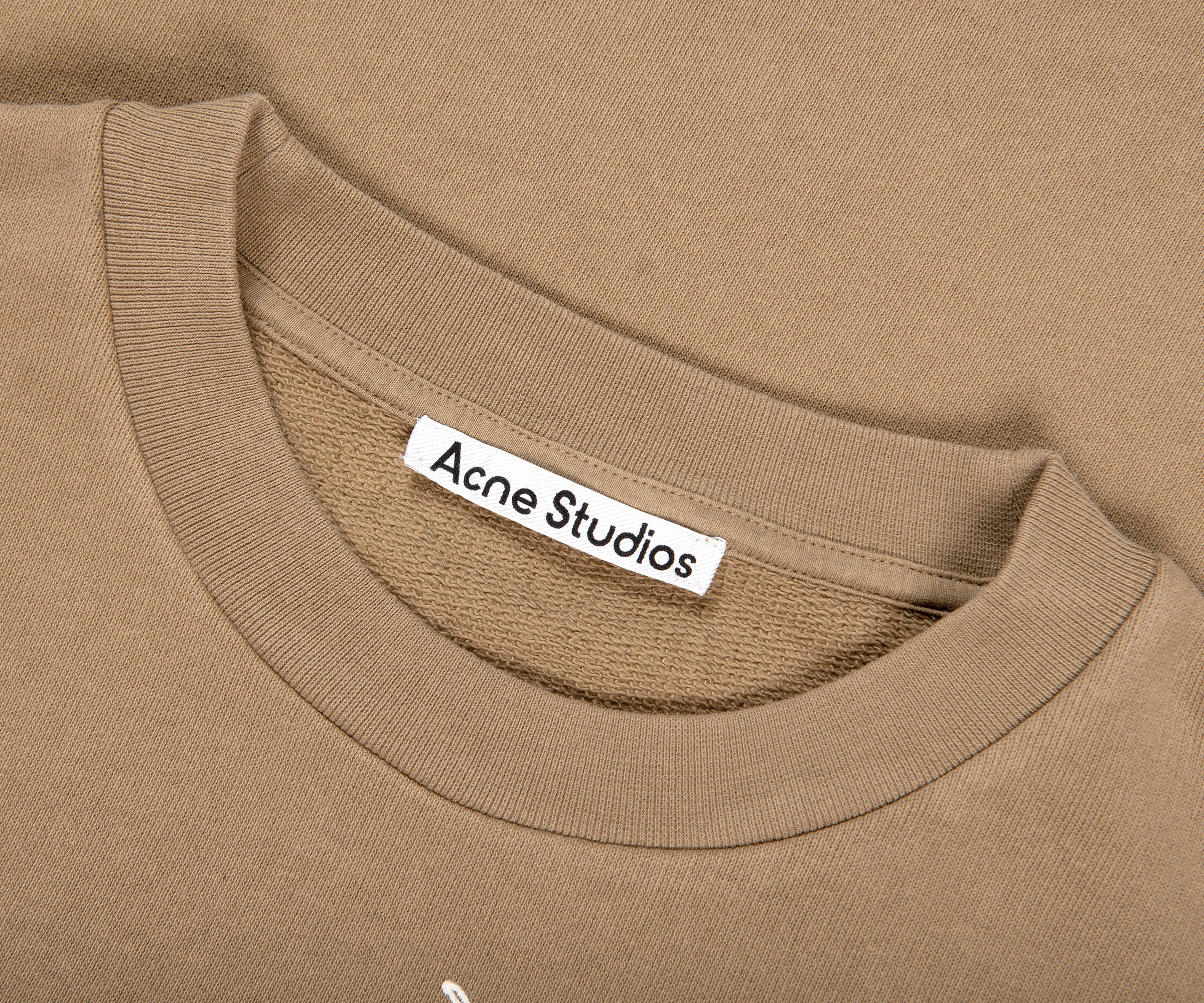 Acne Studios Glow In The Dark Logo Crewneck Sweatshirt Dark Beige - Image 2