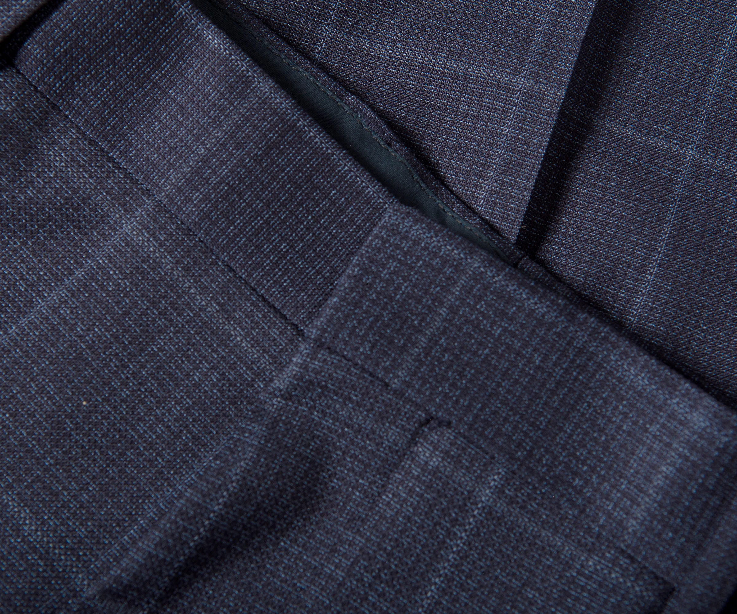 BOSS H-Huge Slim Fit 3 Piece Checked Suit Dark Blue - Image 7