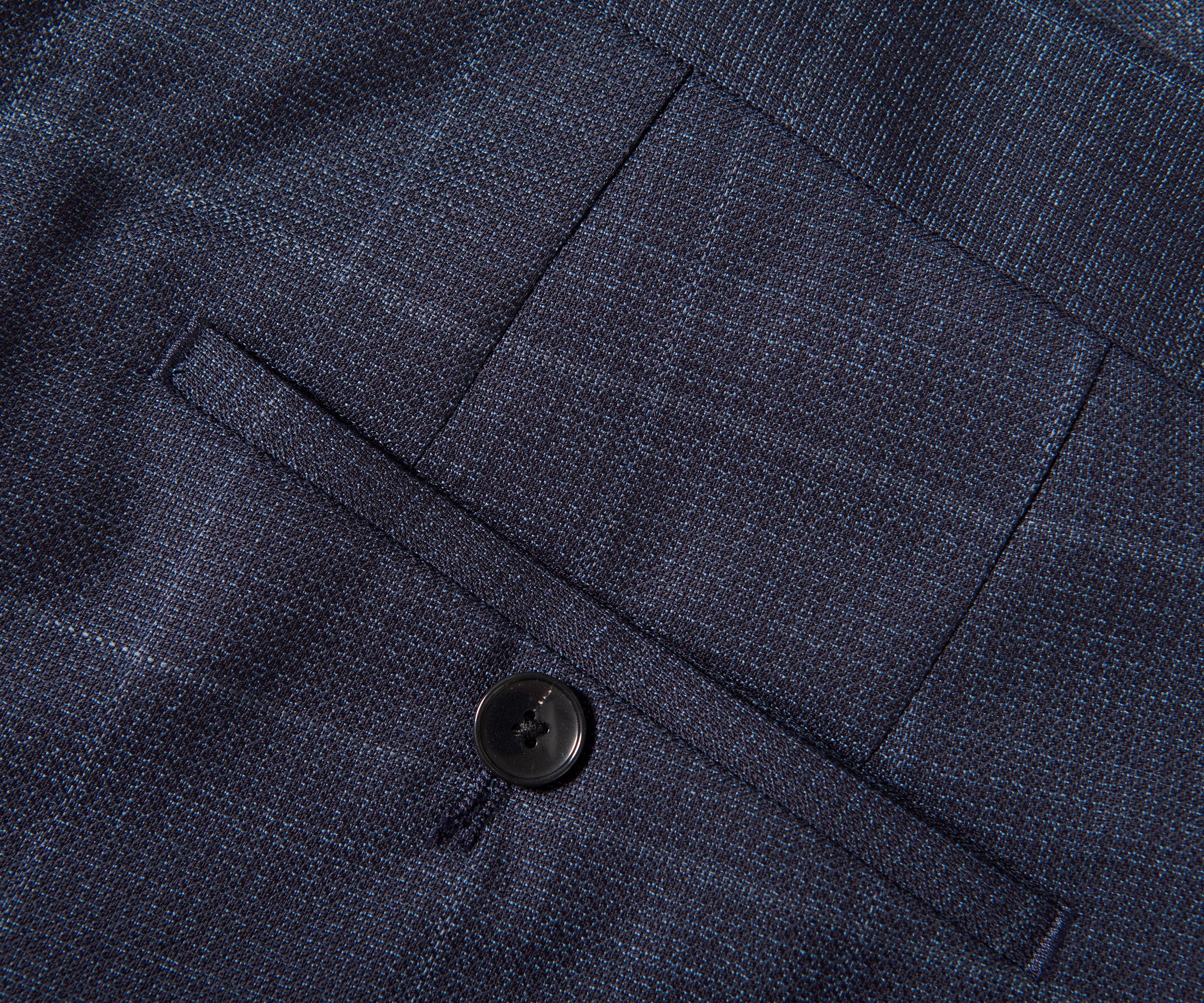 BOSS H-Huge Slim Fit 3 Piece Checked Suit Dark Blue - Image 8