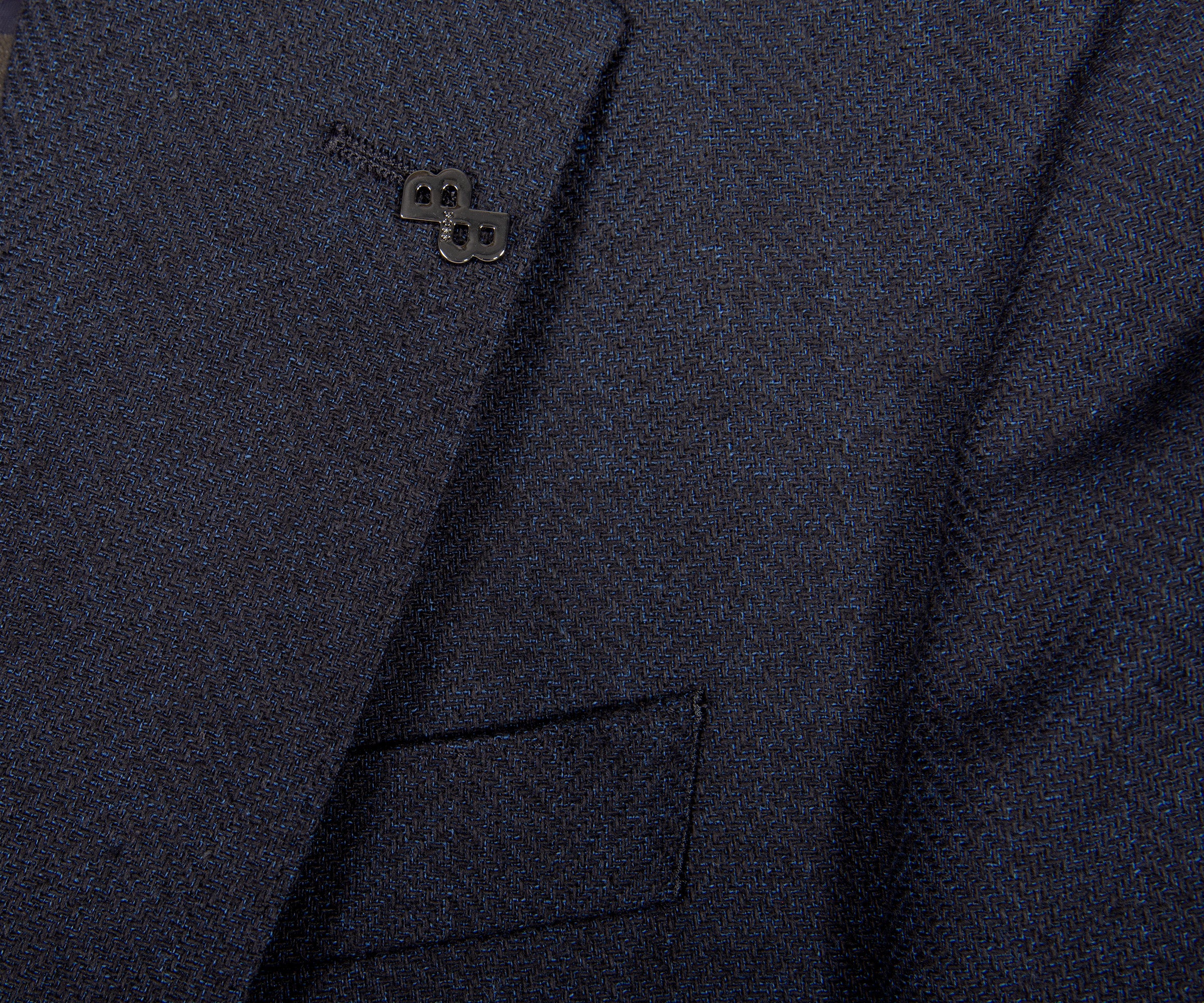 HUGO BOSS H-Hutson Slim Fit Herringbone Blazer Dark Blue - Image 3