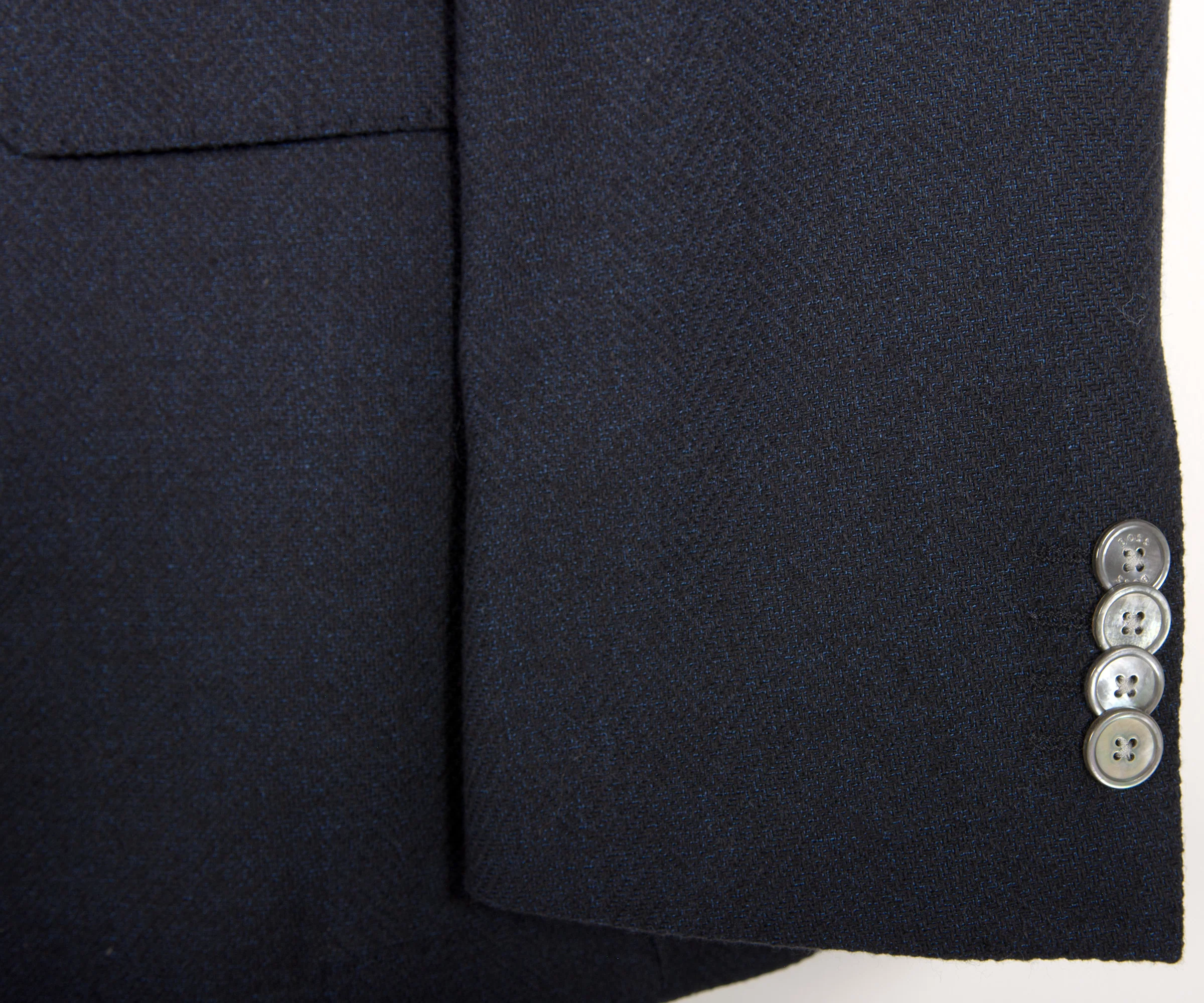HUGO BOSS H-Hutson Slim Fit Herringbone Blazer Dark Blue - Image 5