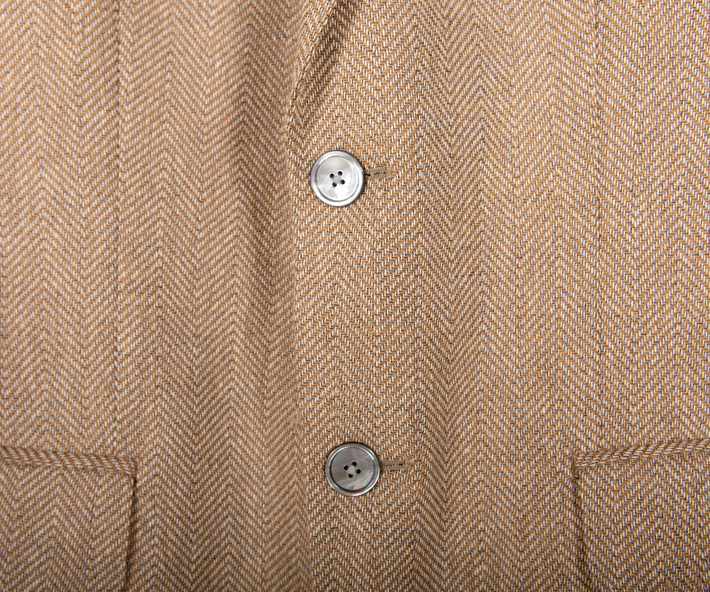 HUGO BOSS H-Hutson Slim Fit Herringbone Blazer Beige - Image 3
