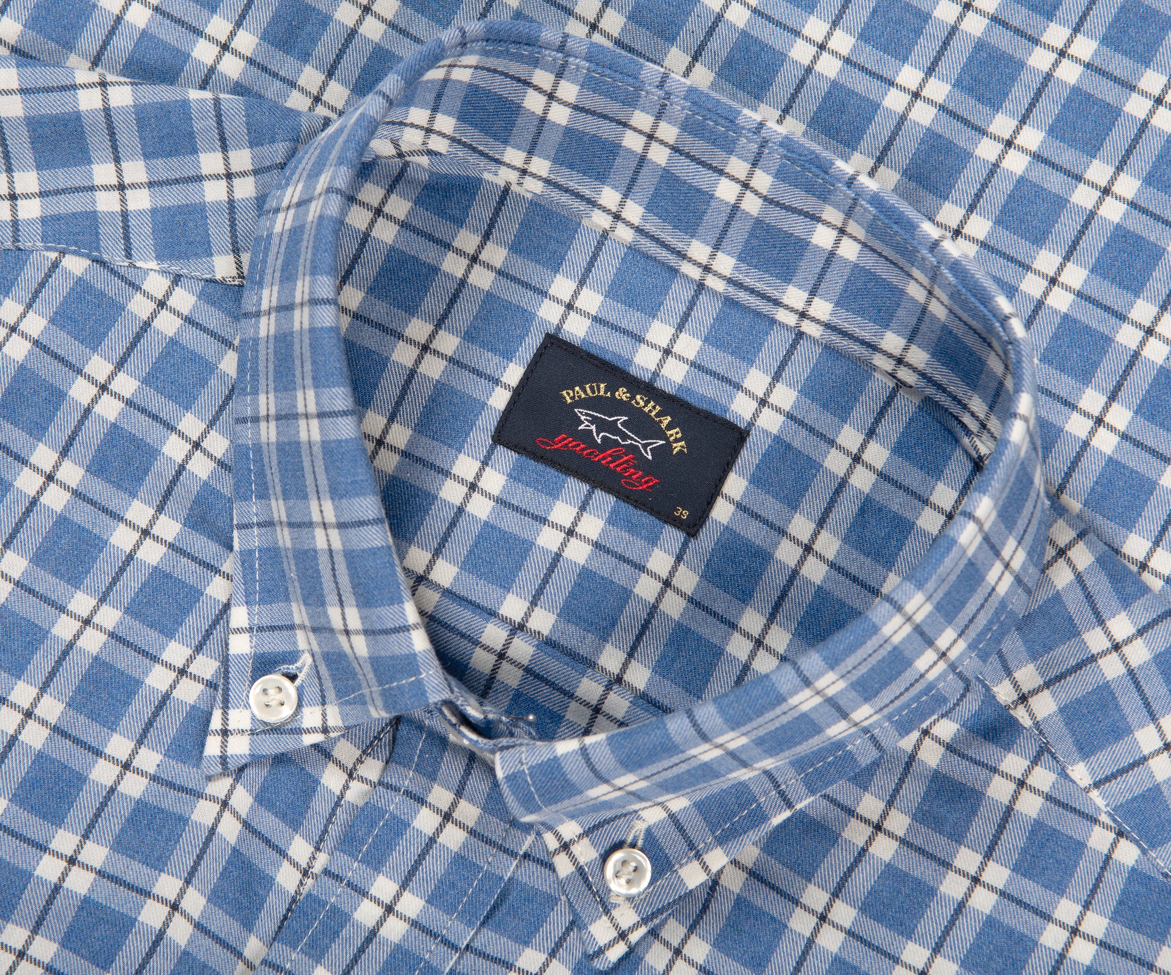 Paul & Shark J Fit Check Button Down Shirt Blue/White - Image 2