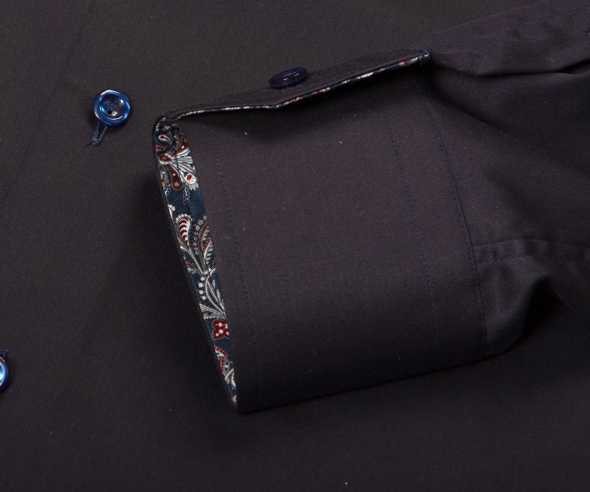 Eton Contemporary Fit Contrast Paisley Print Shirt Navy - Image 3