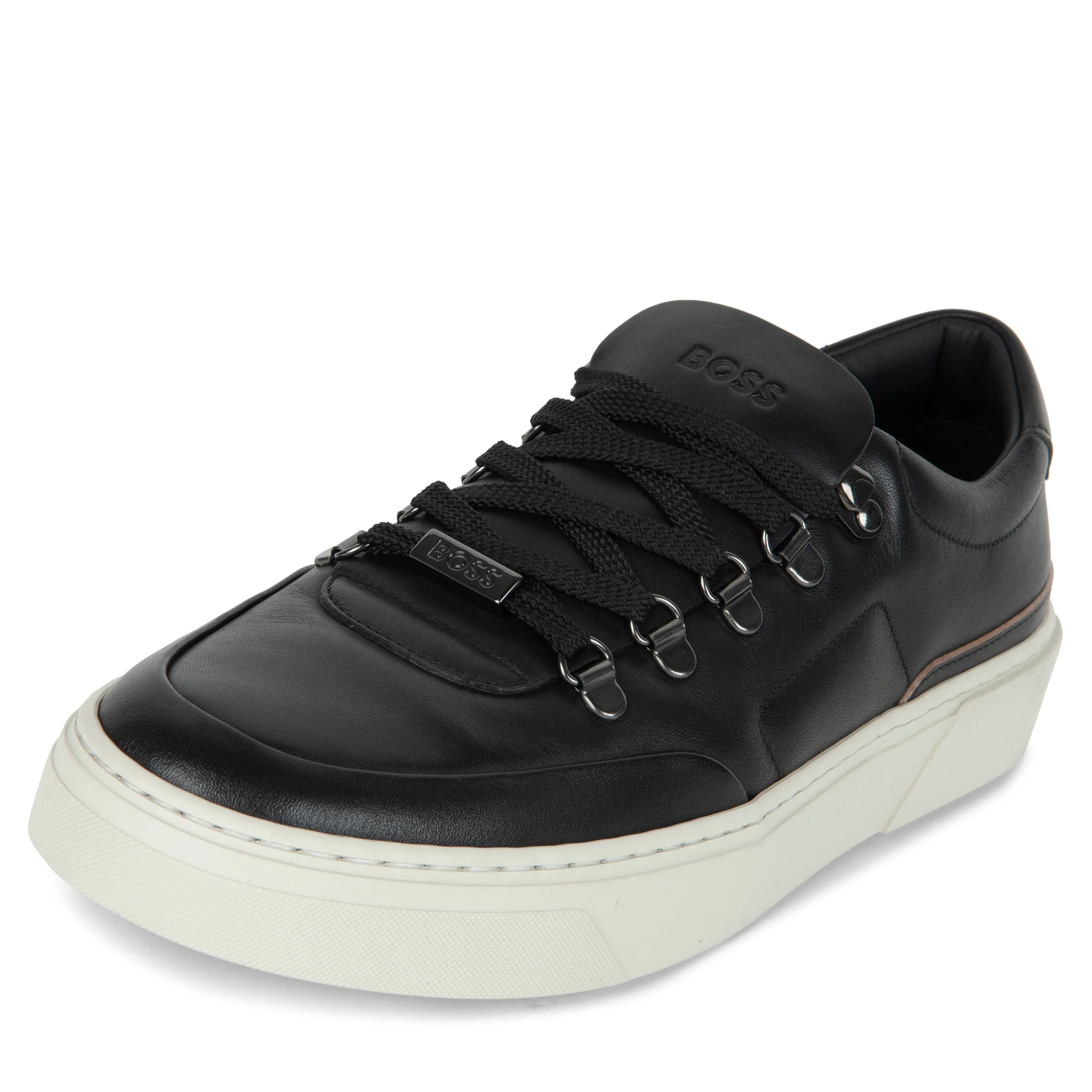 BOSS Gary_Tenn Hiking-Style Leather Trainers Black - Image 2