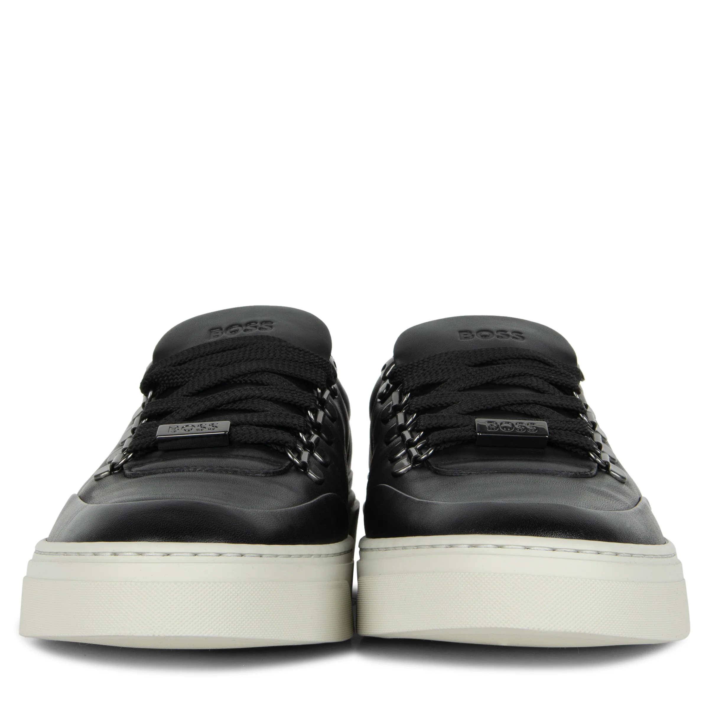 BOSS Gary_Tenn Hiking-Style Leather Trainers Black - Image 3