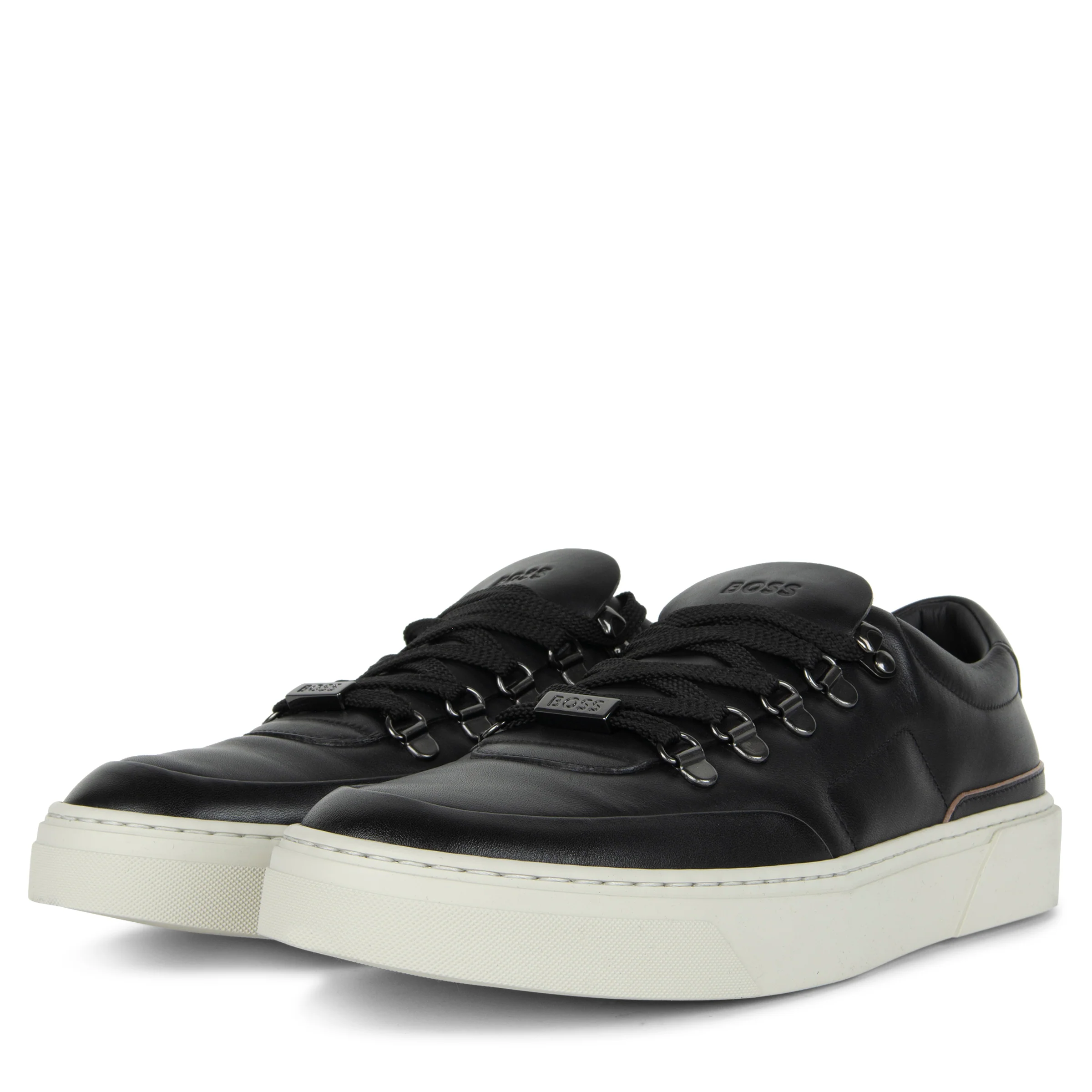 BOSS Gary_Tenn Hiking-Style Leather Trainers Black - Image 4