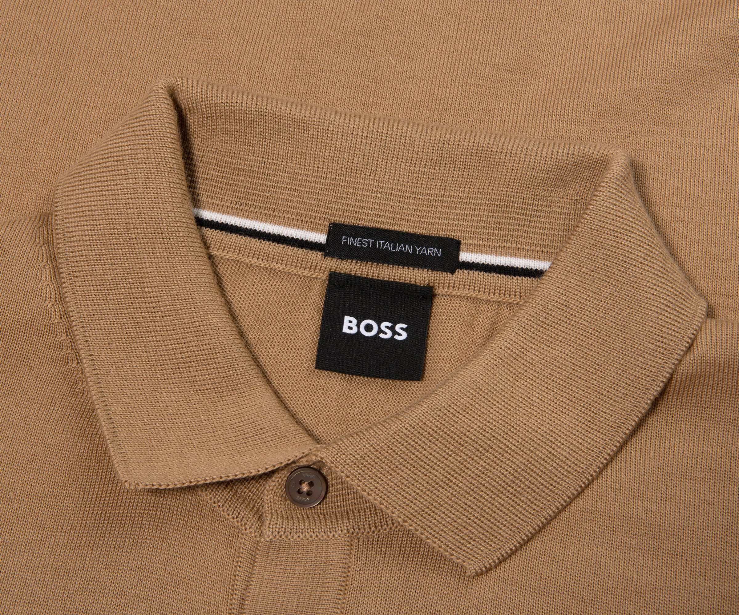 BOSS Lancione LS Wool Polo Medium Beige - Image 2