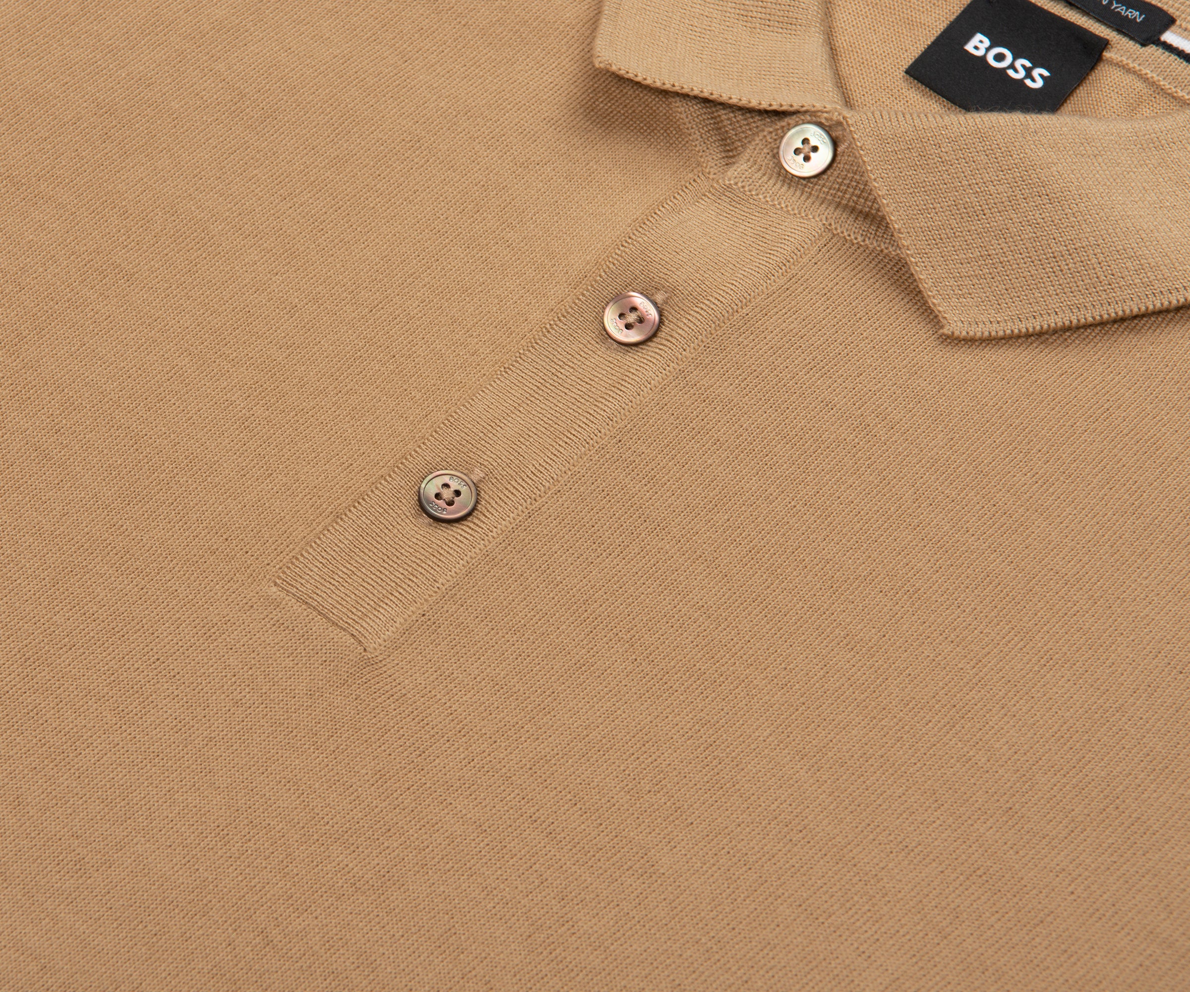 BOSS Lancione LS Wool Polo Medium Beige - Image 3