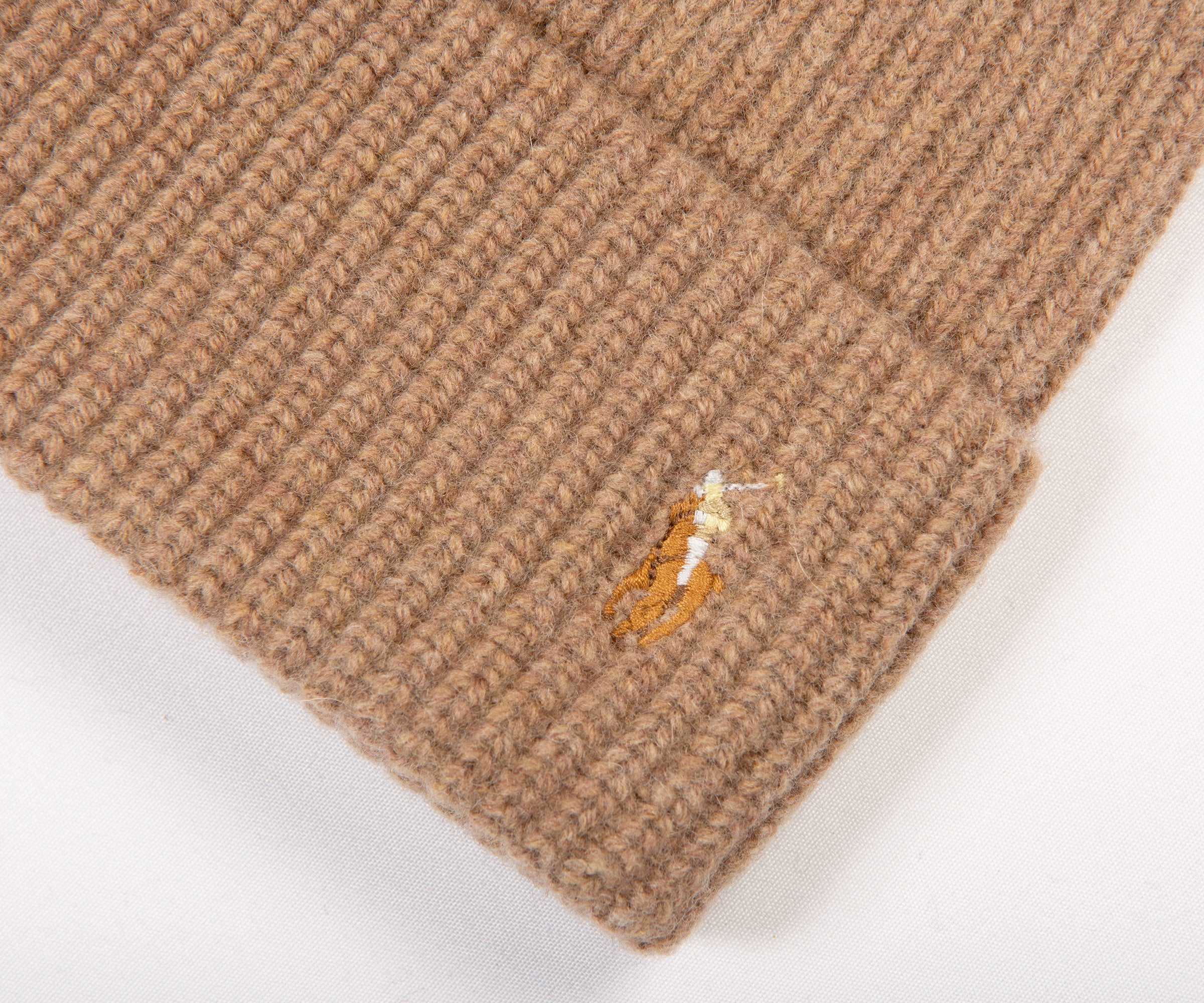 Ralph Lauren Signature Logo Wool Beanie Brown Heather - Image 2