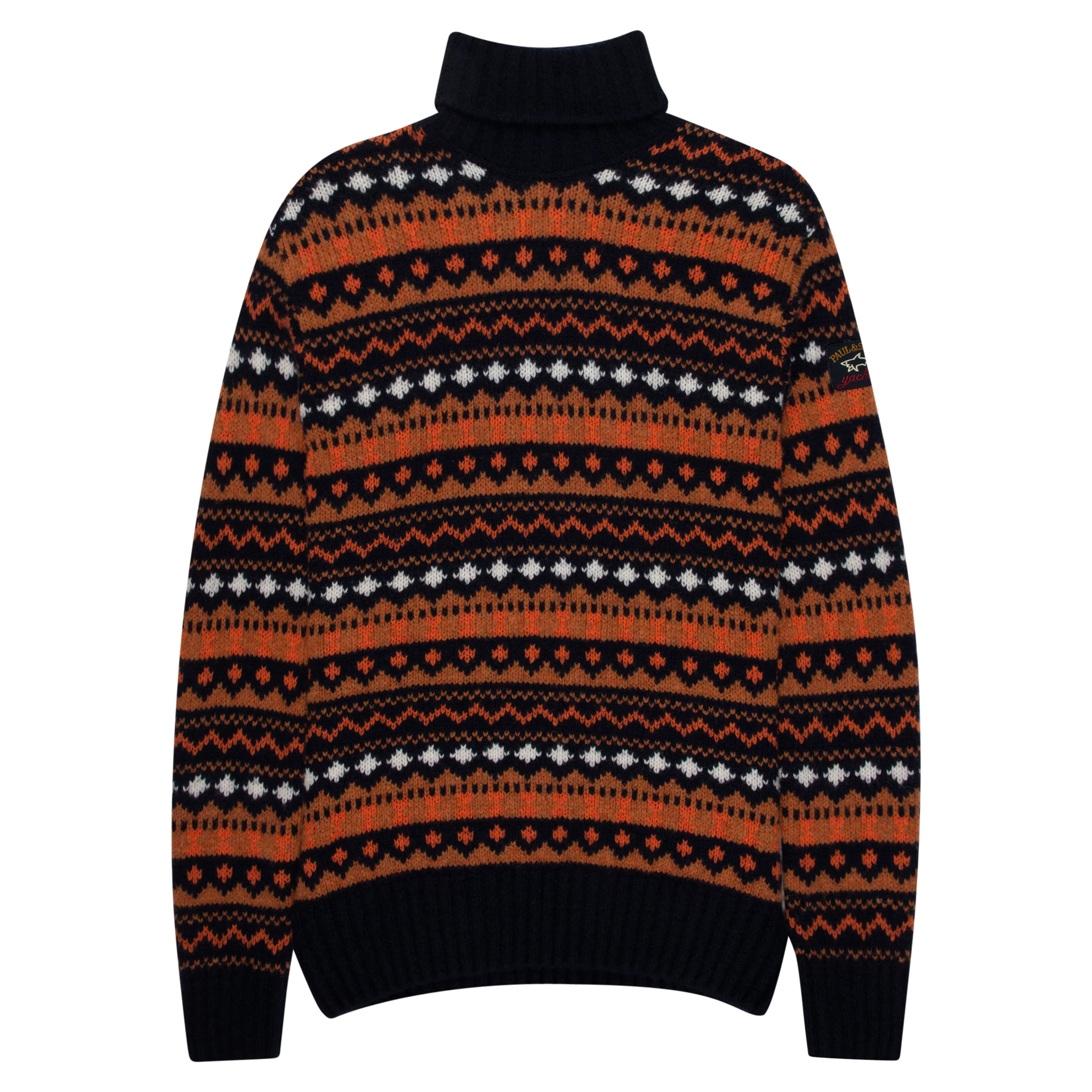 Paul & Shark Fishermans Nordic Roll Neck Knit Orange/Navy