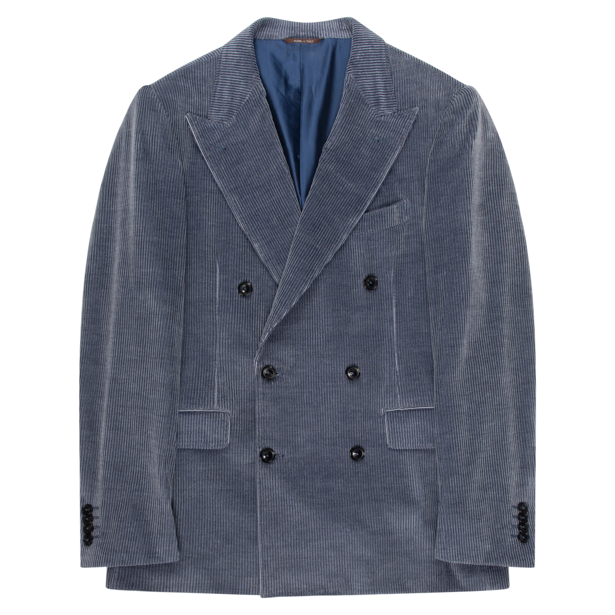 Canali Double Breasted Corduroy Suit Blue