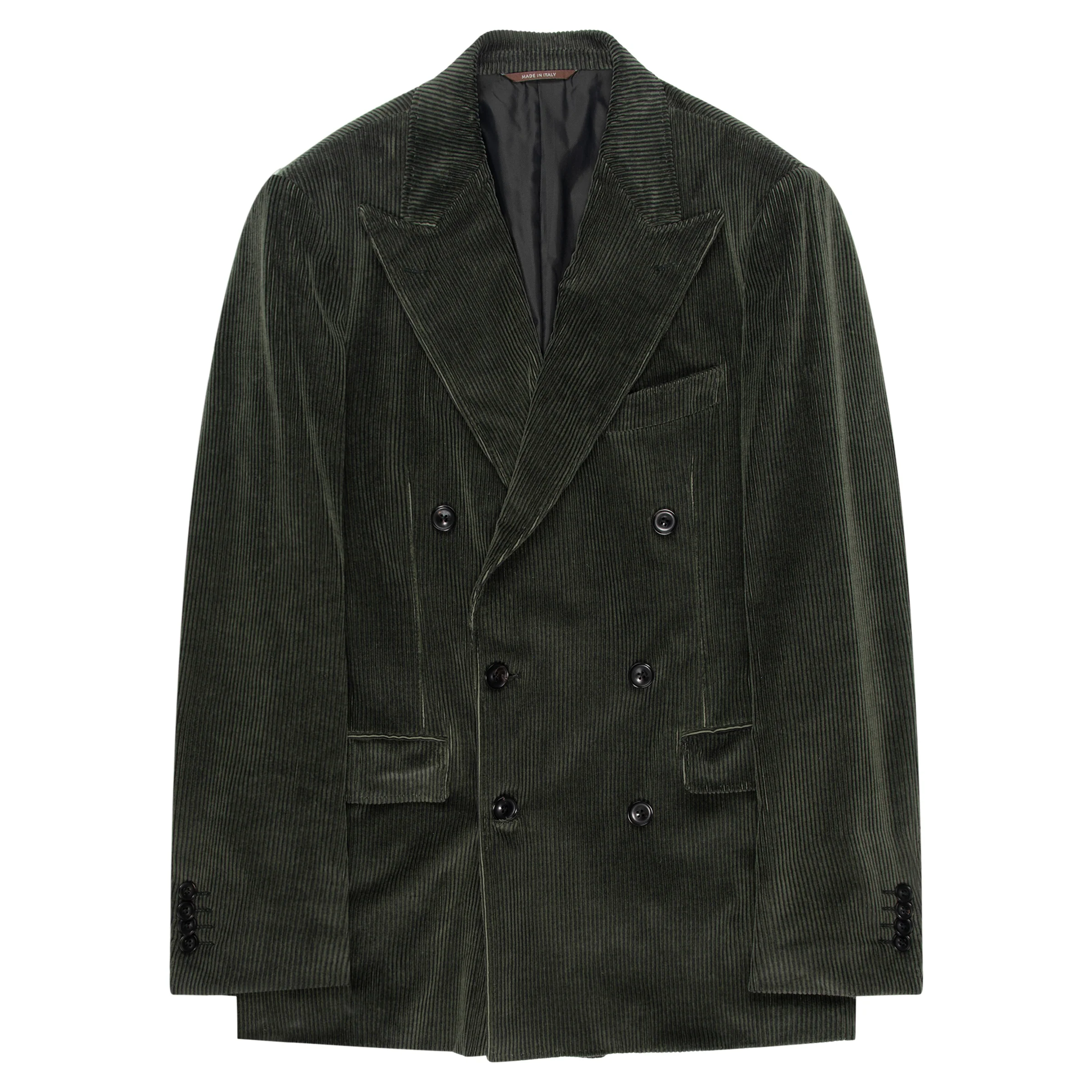 Canali Double Breasted Corduroy Suit Green