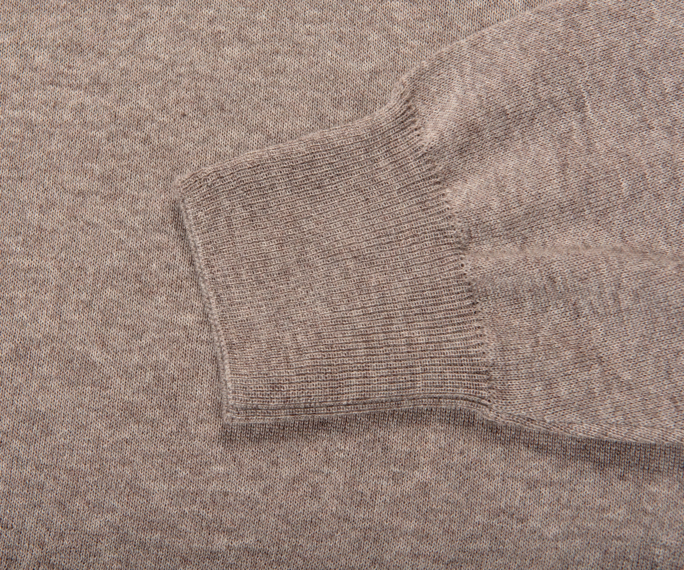 Canali Merino Wool Mock Turtleneck 1/4 Zip Knit Taupe - Image 3
