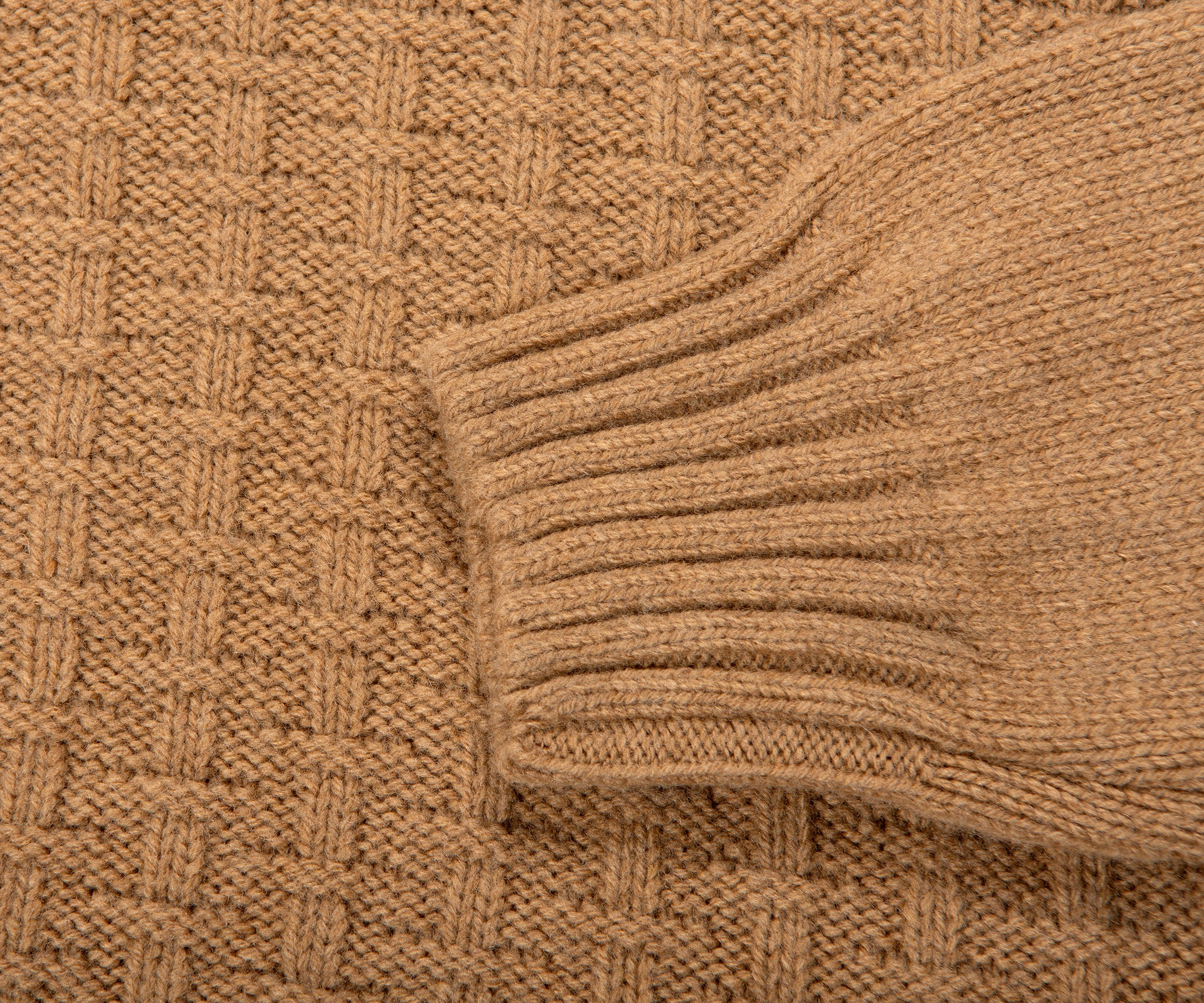 Canali Mixed Wool Jacquard Motif Turtleneck Camel - Image 3