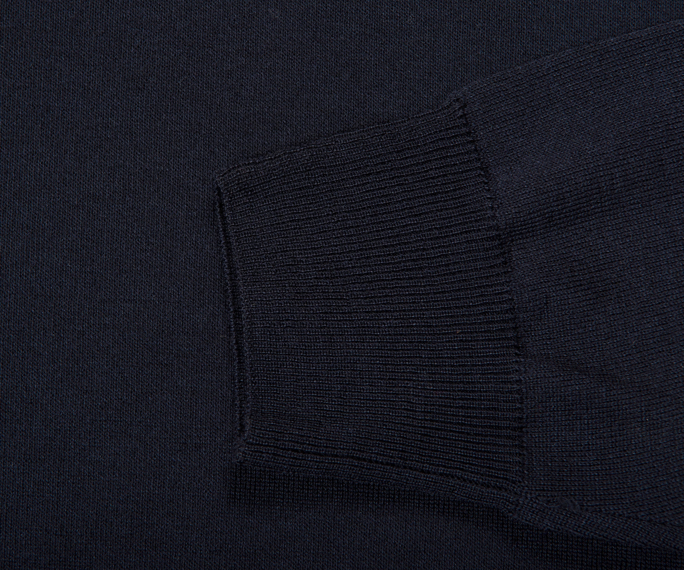 Canali Merino Wool Knitted Long Sleeve Polo Navy - Image 3