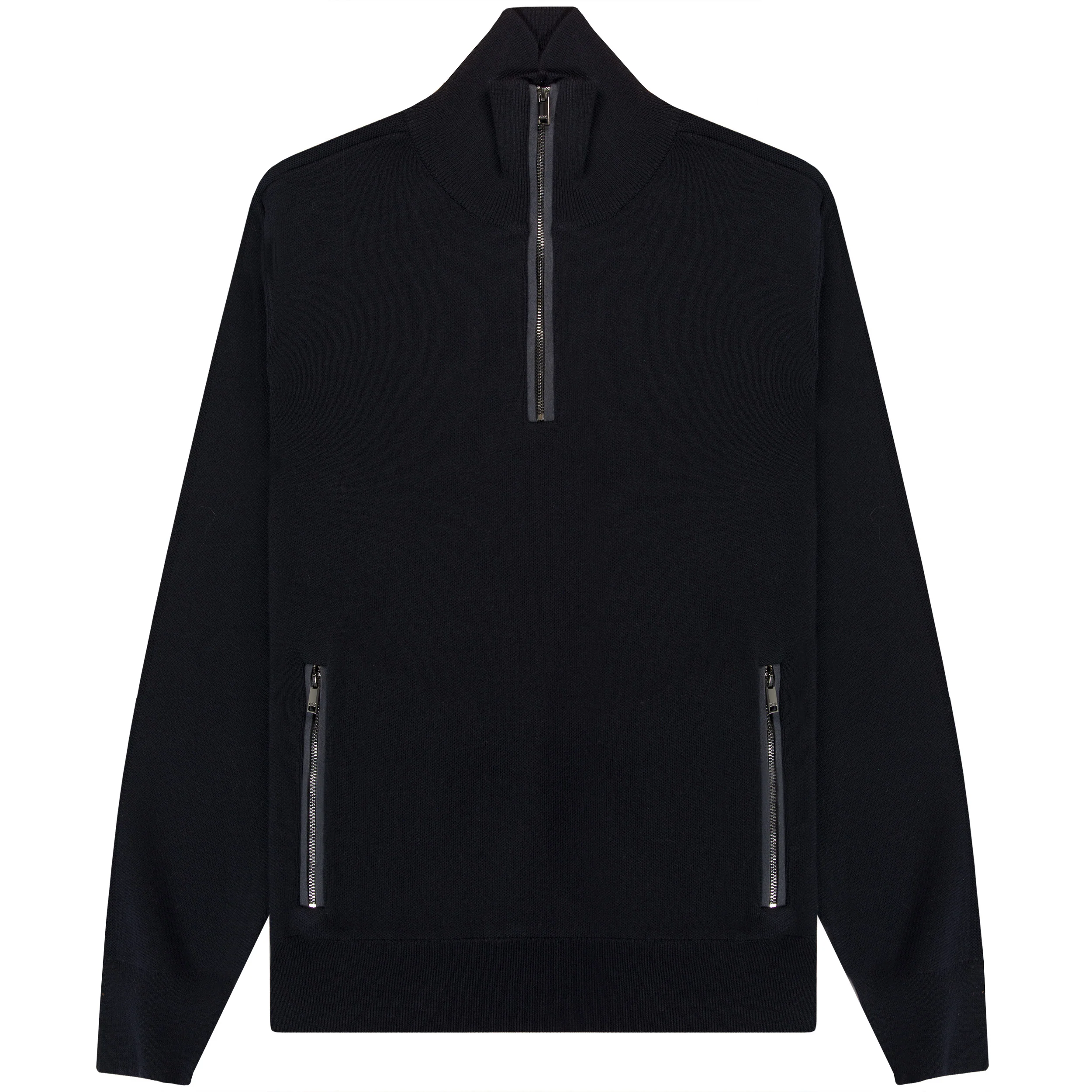 HUGO BOSS Padrone 1/4 Zip Merino Wool Knit Navy