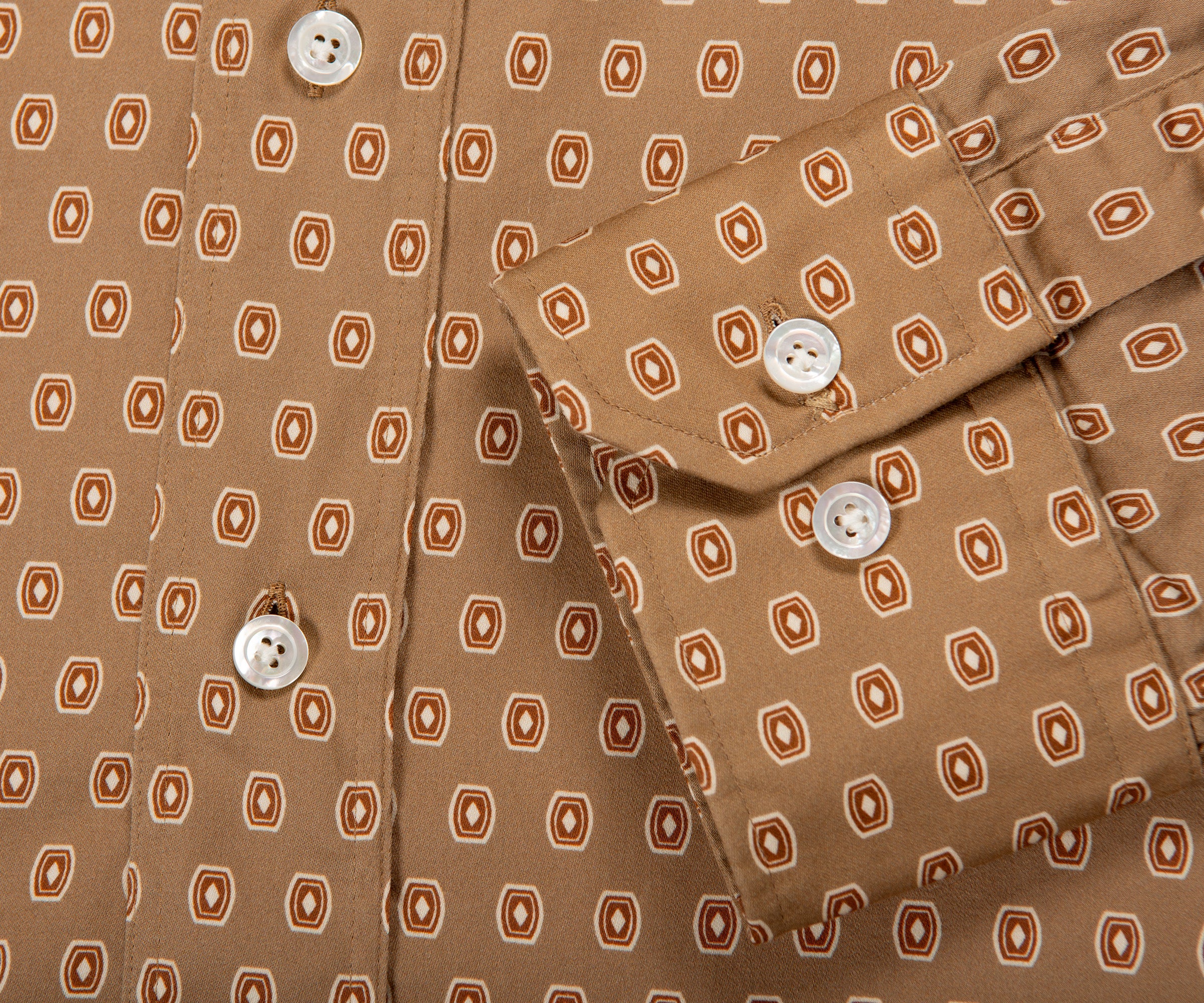 HUGO BOSS BOSS L-JIM-KENT Madallion Patterned Shirt Beige - Image 3