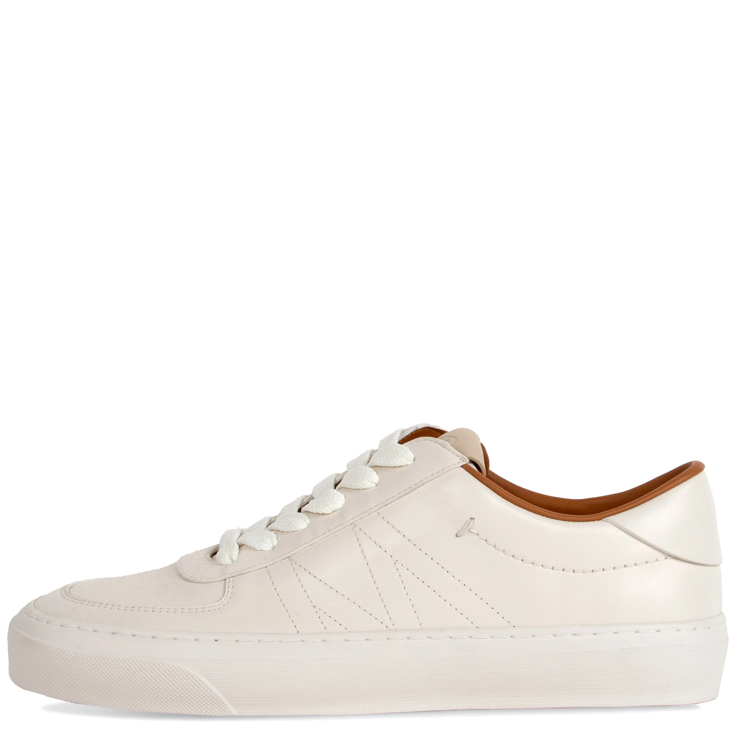 Moncler Monclub Stitched Leather Trainer Off-White